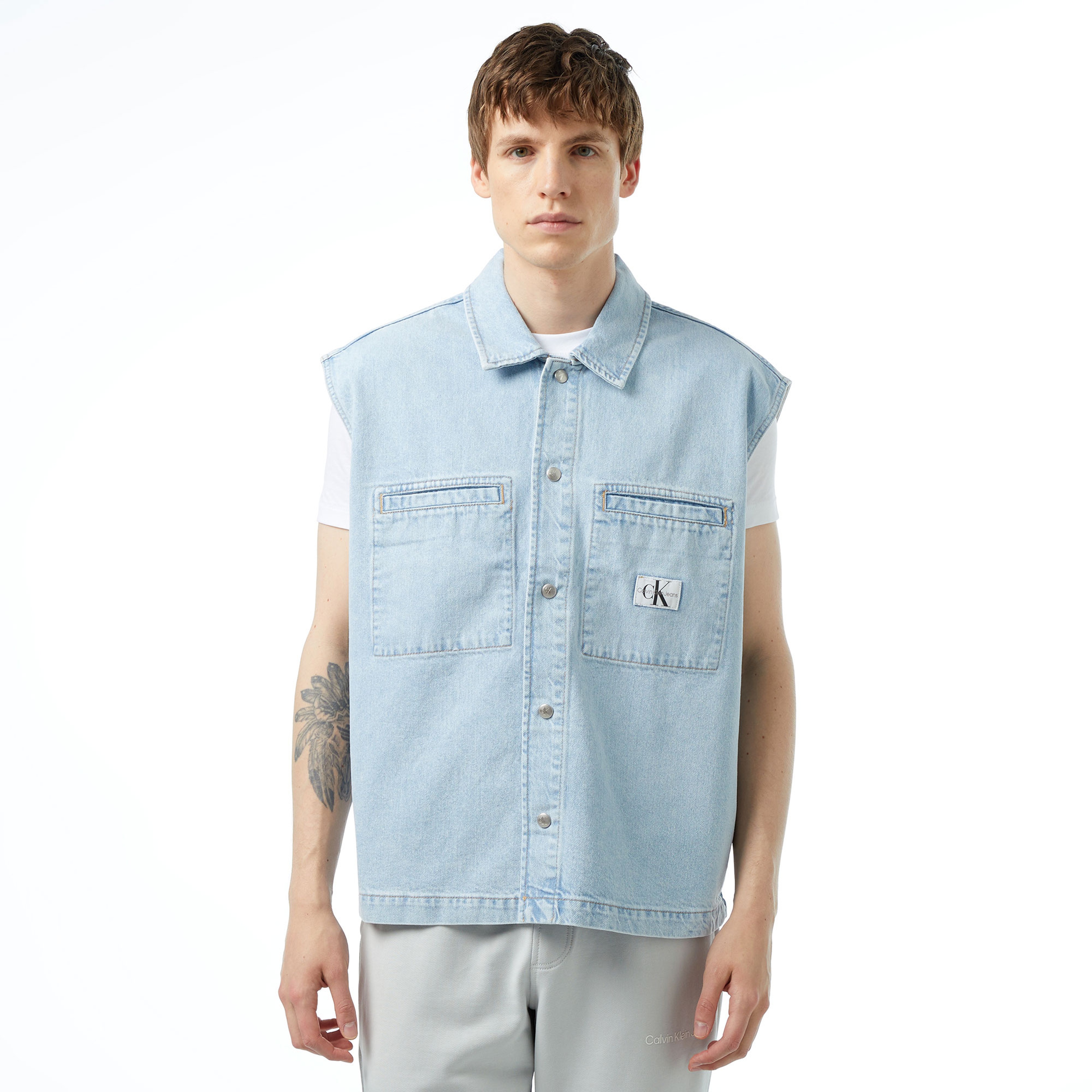 Calvin Klein Jeans Recycled Erkek Mavi Gömlek