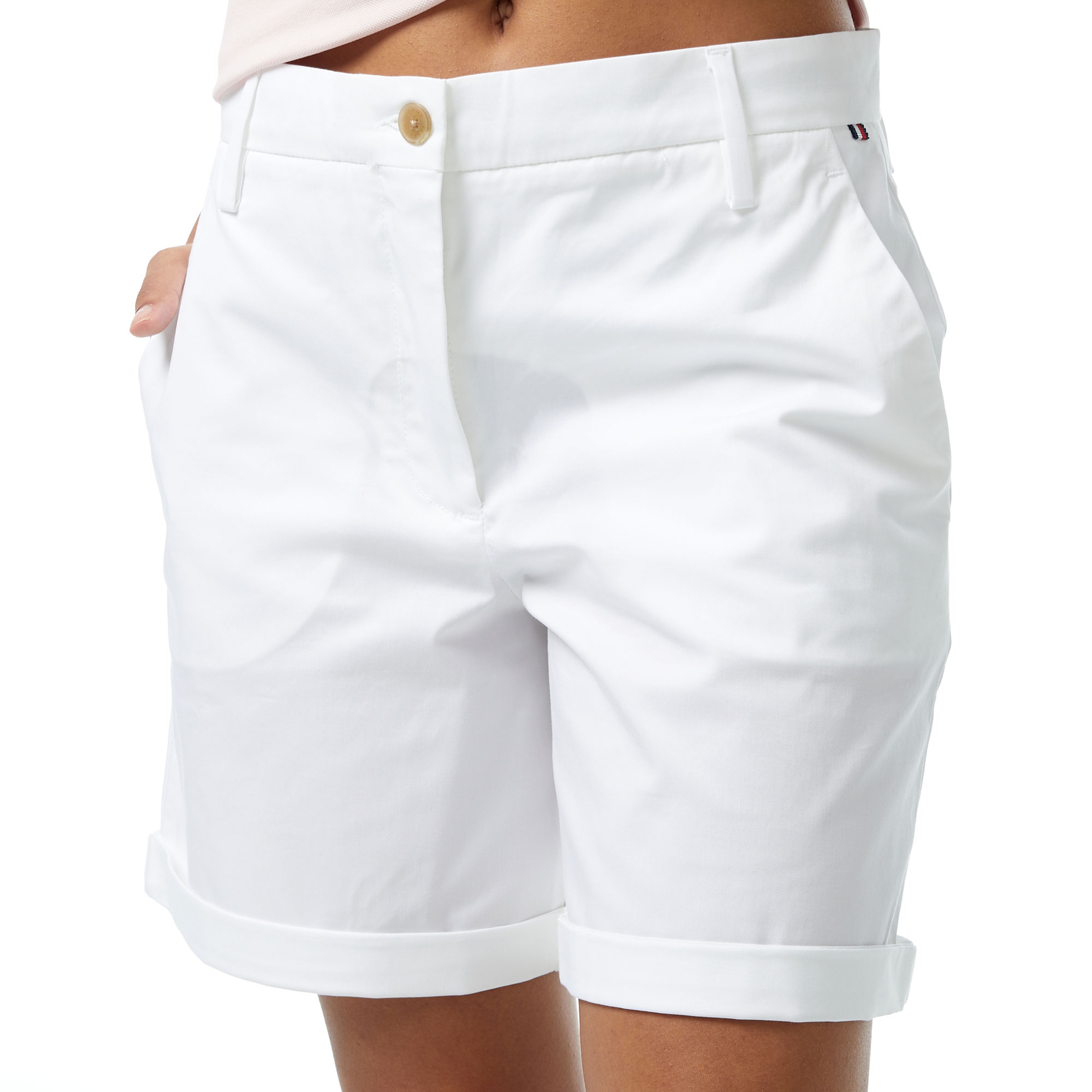 Tommy Hilfiger Co Blend Chino Kadın Beyaz Şort