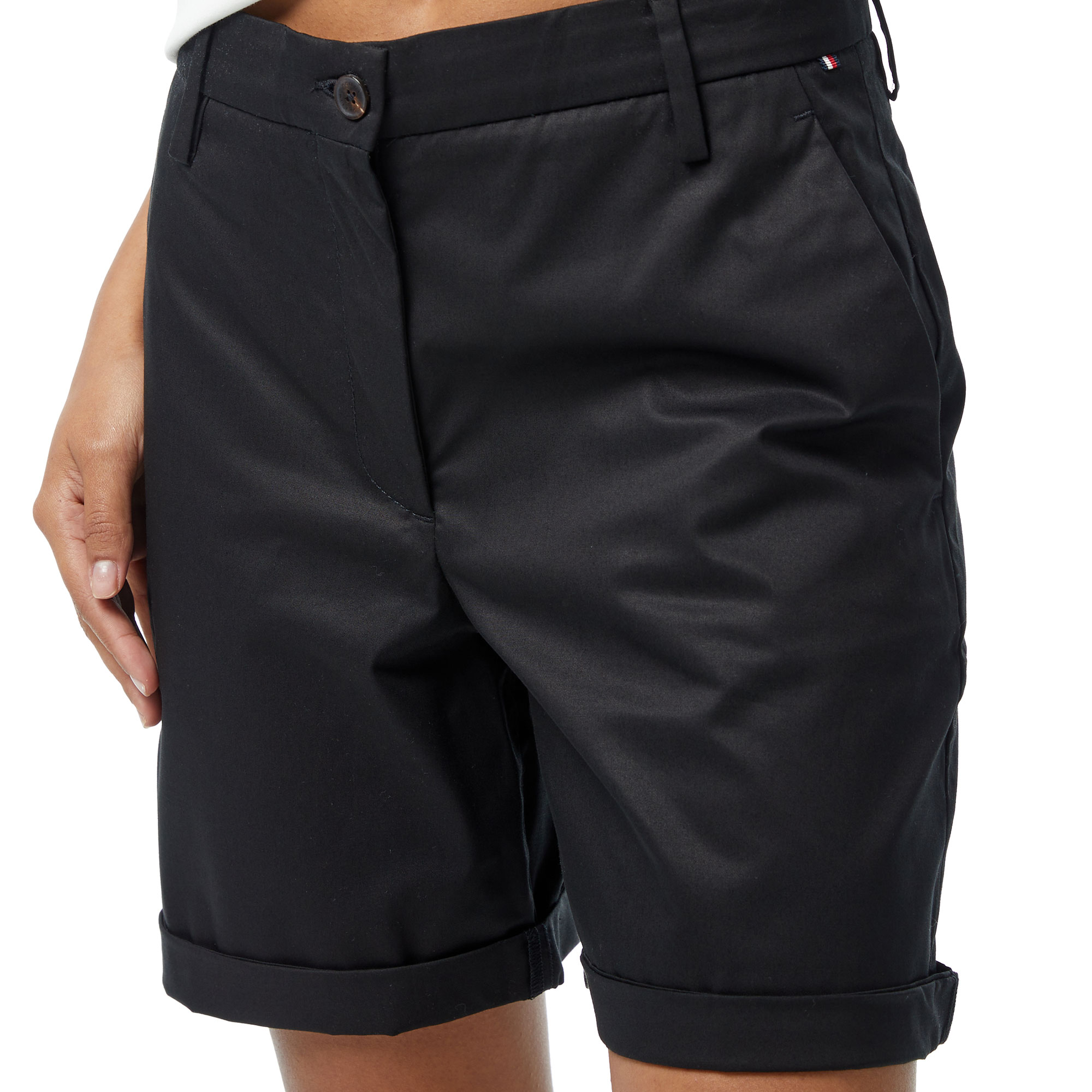 Tommy Hilfiger Co Blend Chino Kadın Siyah Şort
