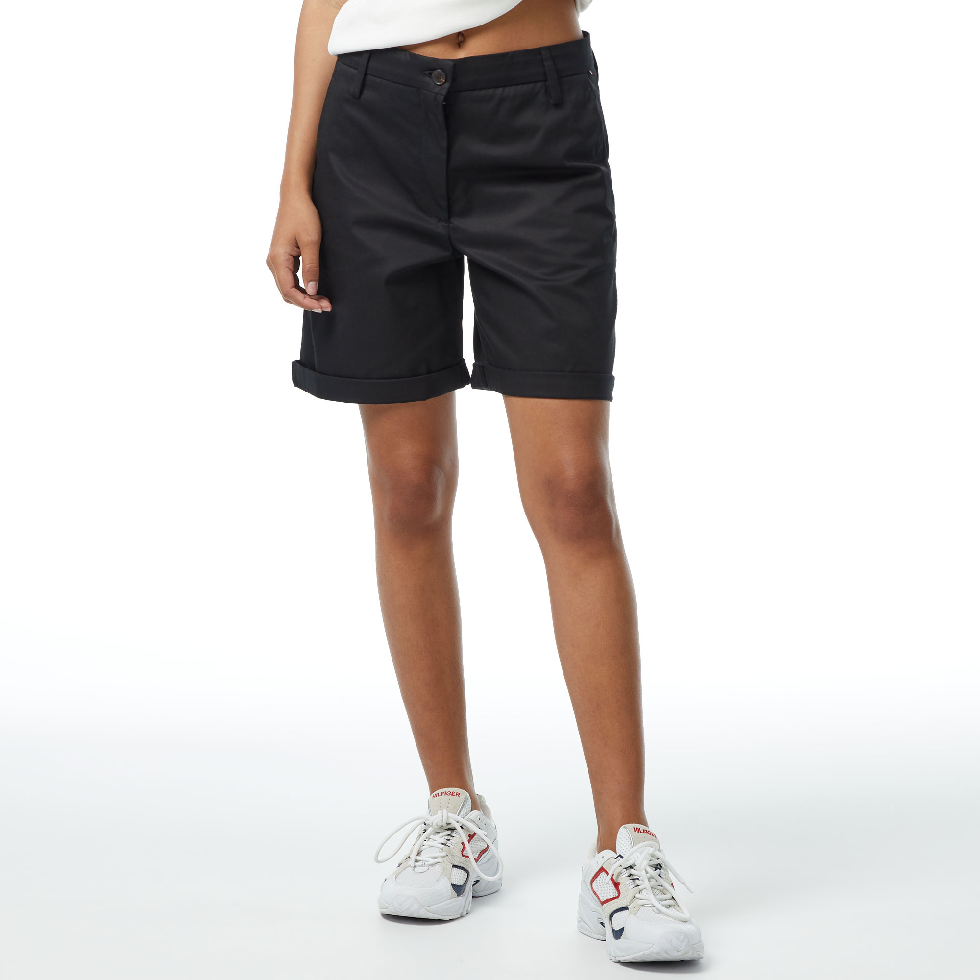 Tommy Hilfiger Co Blend Chino Kadın Siyah Şort
