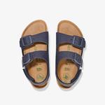 Birkenstock Milano Tex Canvas Vegan Bebek Lacivert Sandalet