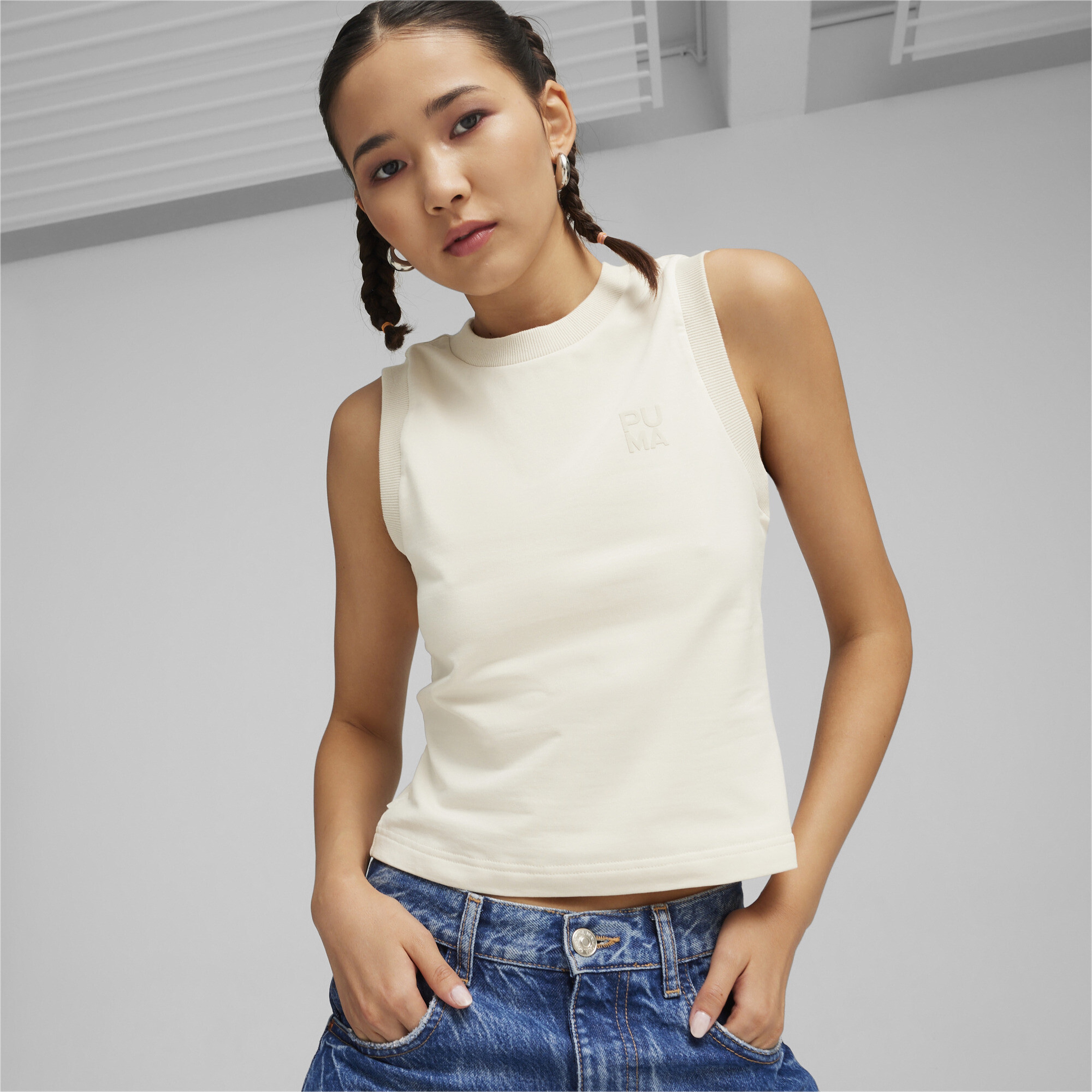 Puma infuse Slim Tank Kadın Krem T-Shirt