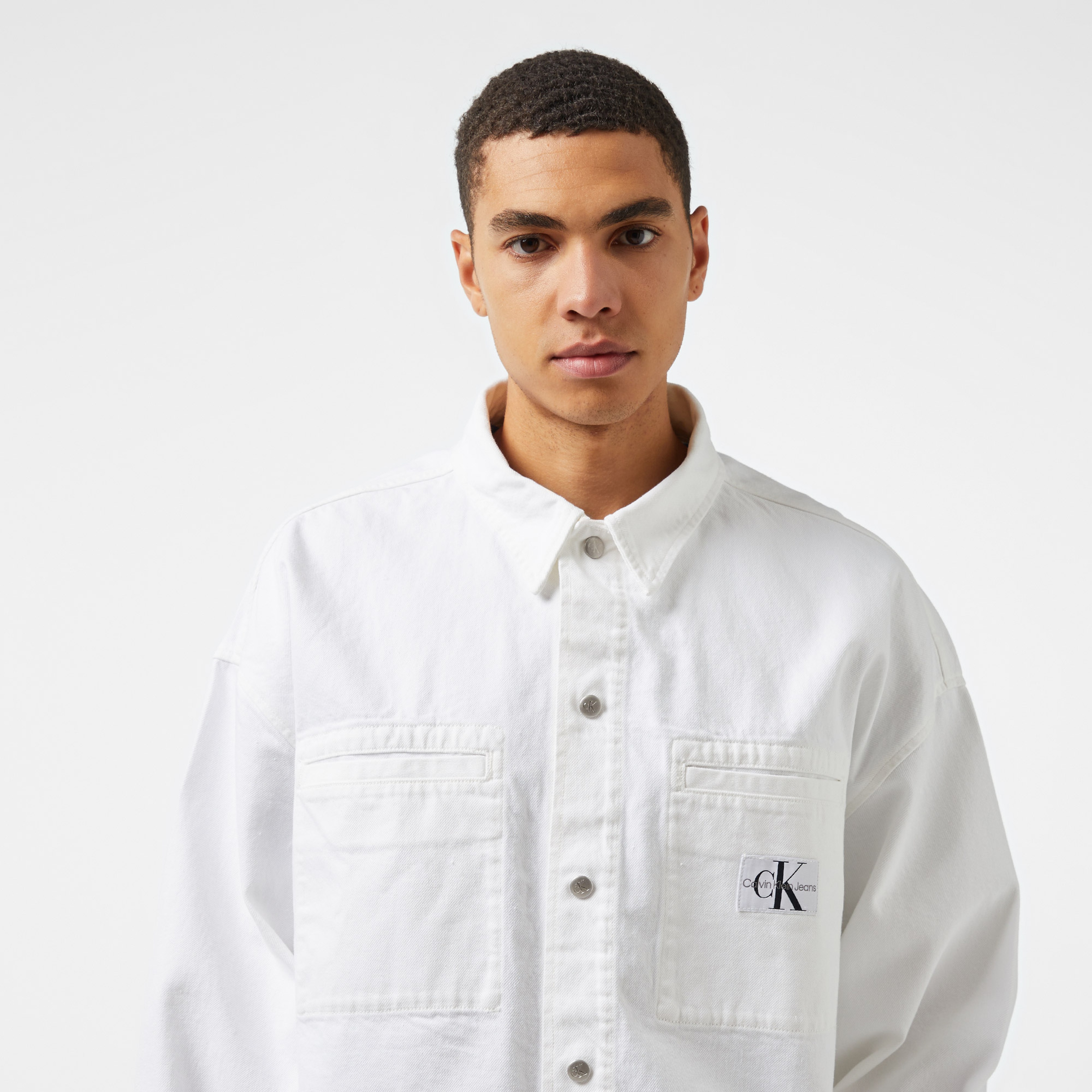 Calvin Klein Jeans Erkek Beyaz Denim Gömlek