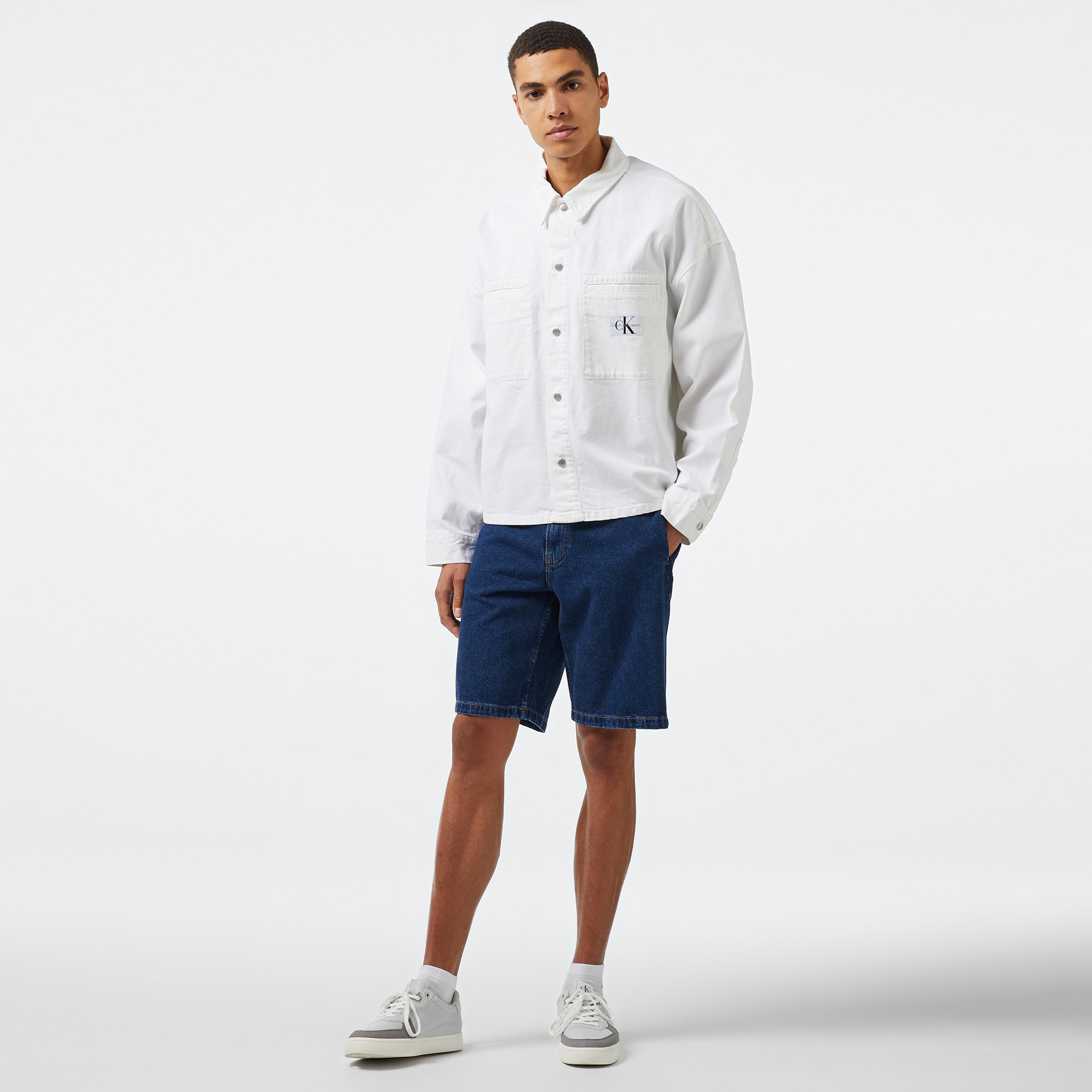 Calvin Klein Jeans Erkek Beyaz Denim Gömlek