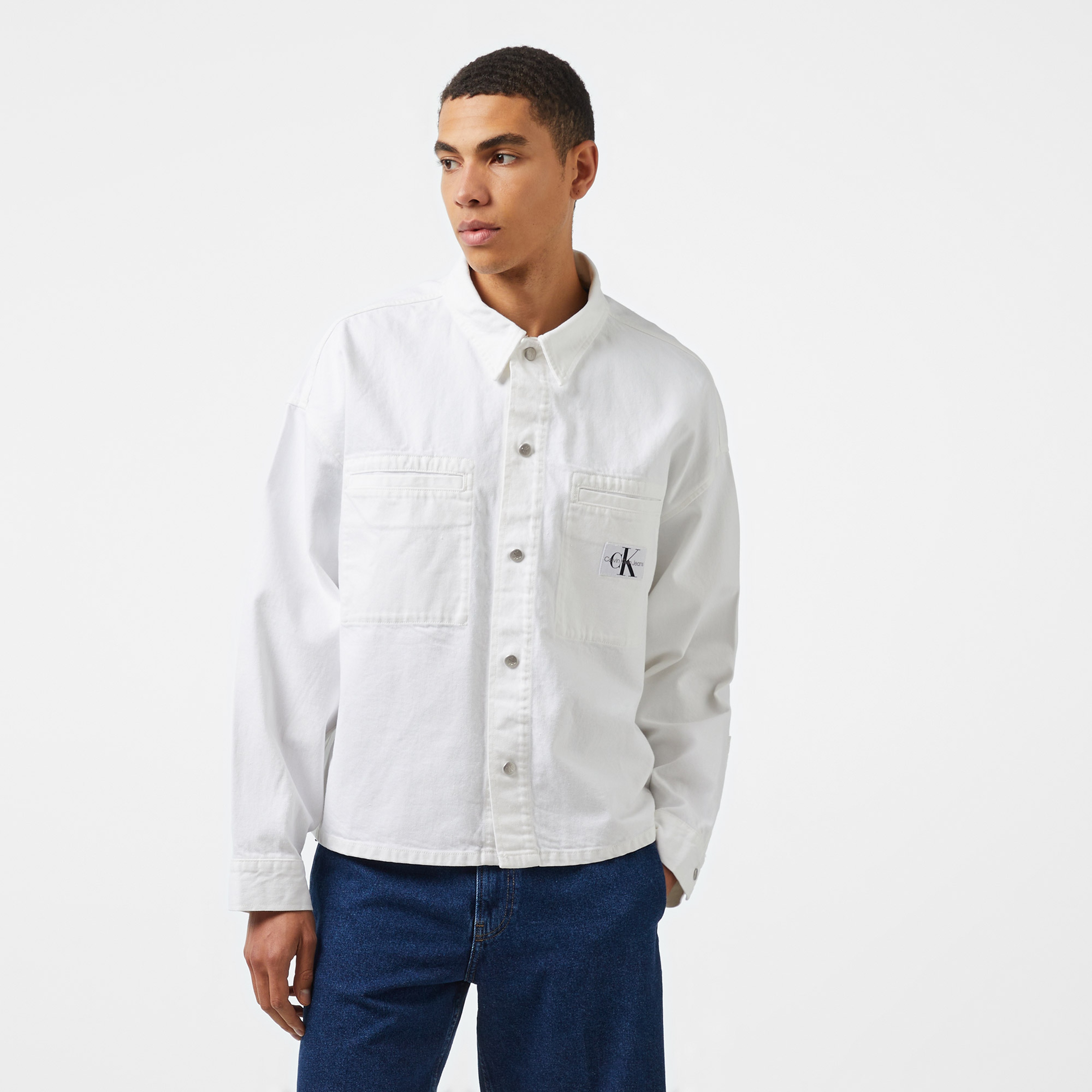 Calvin Klein Jeans Erkek Beyaz Denim Gömlek