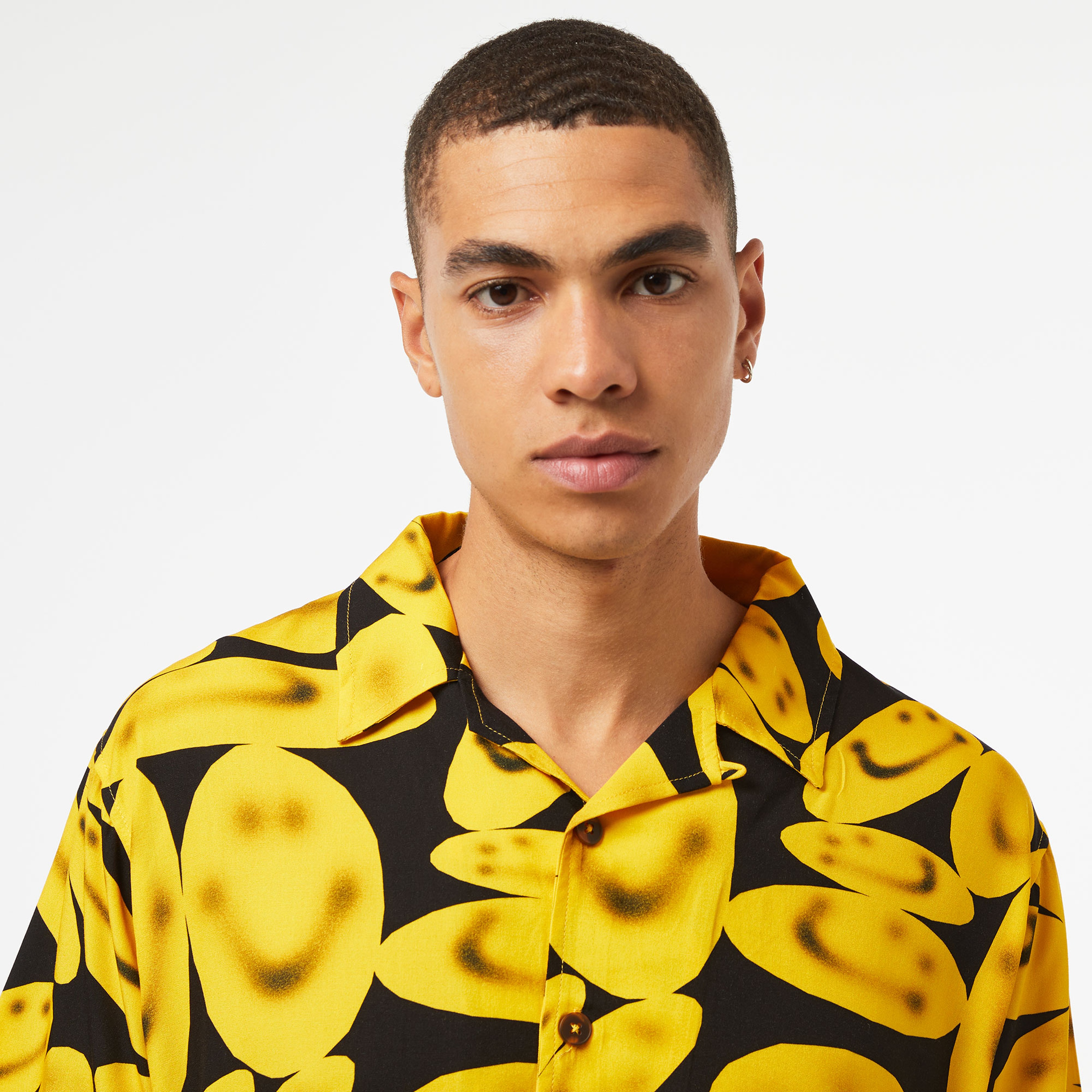 Market Smiley Afterhours Ss Button Up Erkek Siyah Gömlek