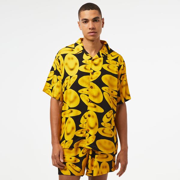 Market Smiley Afterhours Ss Button Up Erkek Siyah Gömlek