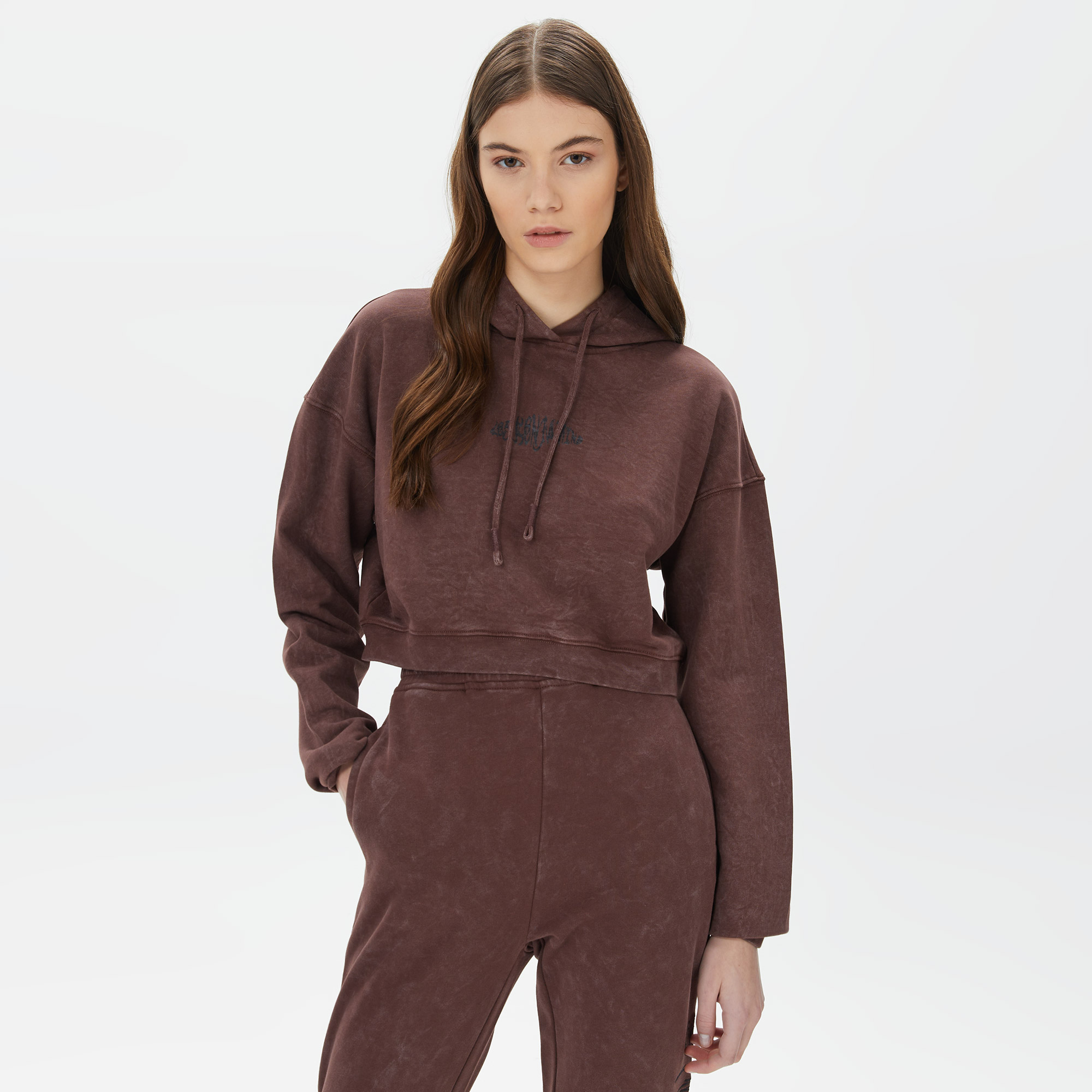 Les Benjamins Relaxed 001 Kadın Bordo Hoodie Sweatshirt