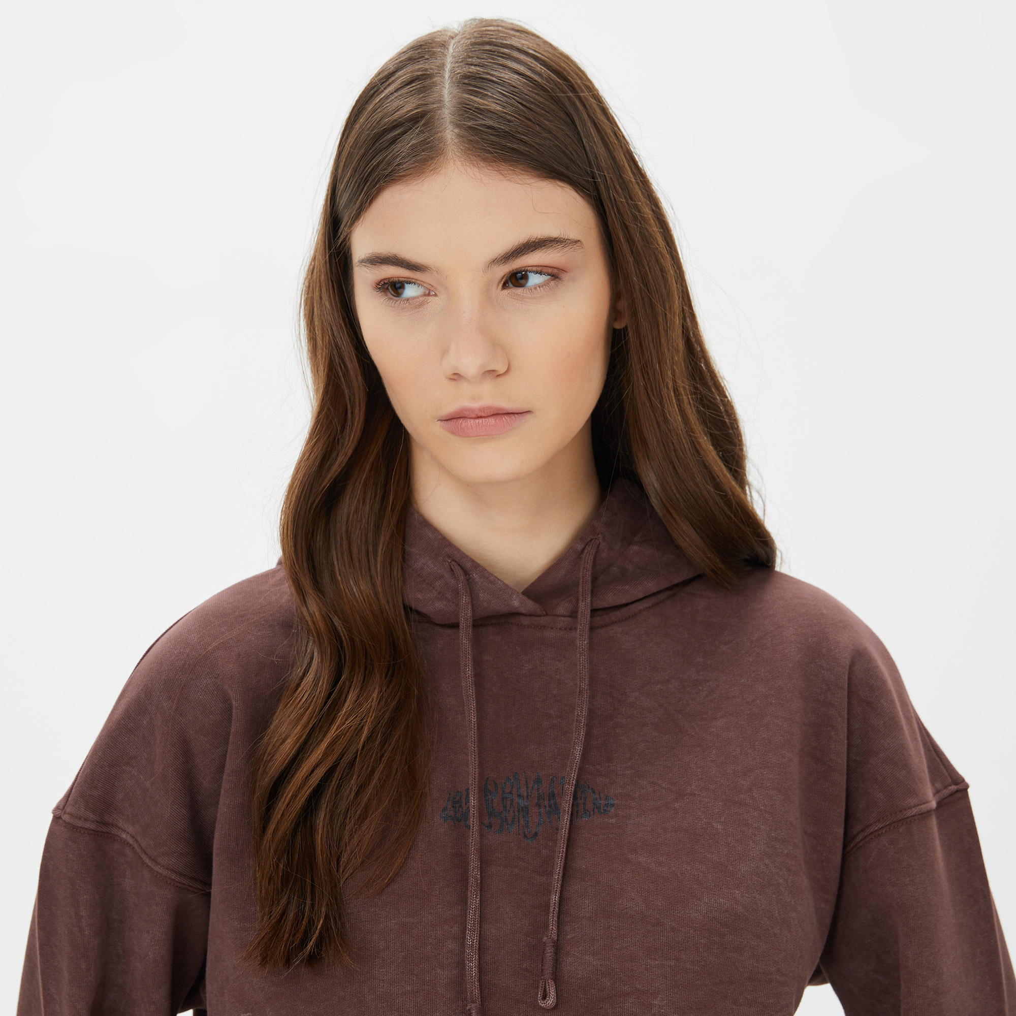 Les Benjamins Relaxed 001 Kadın Bordo Hoodie Sweatshirt