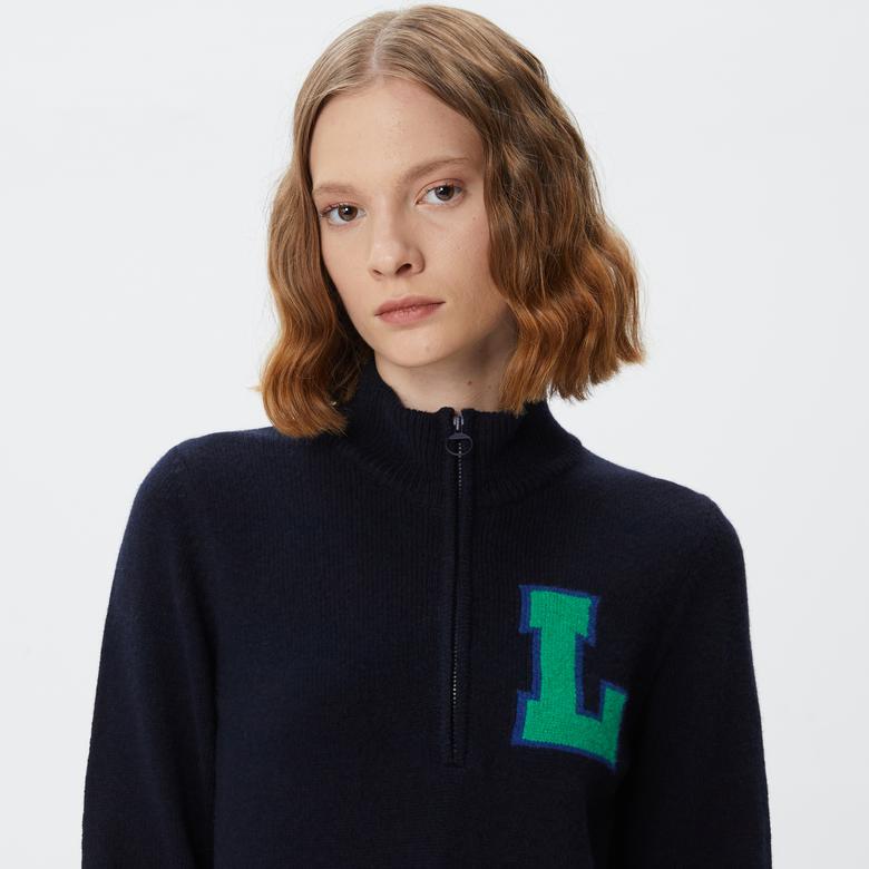 Kadın Baskılı Uzun Kollu Lacivert Elbise