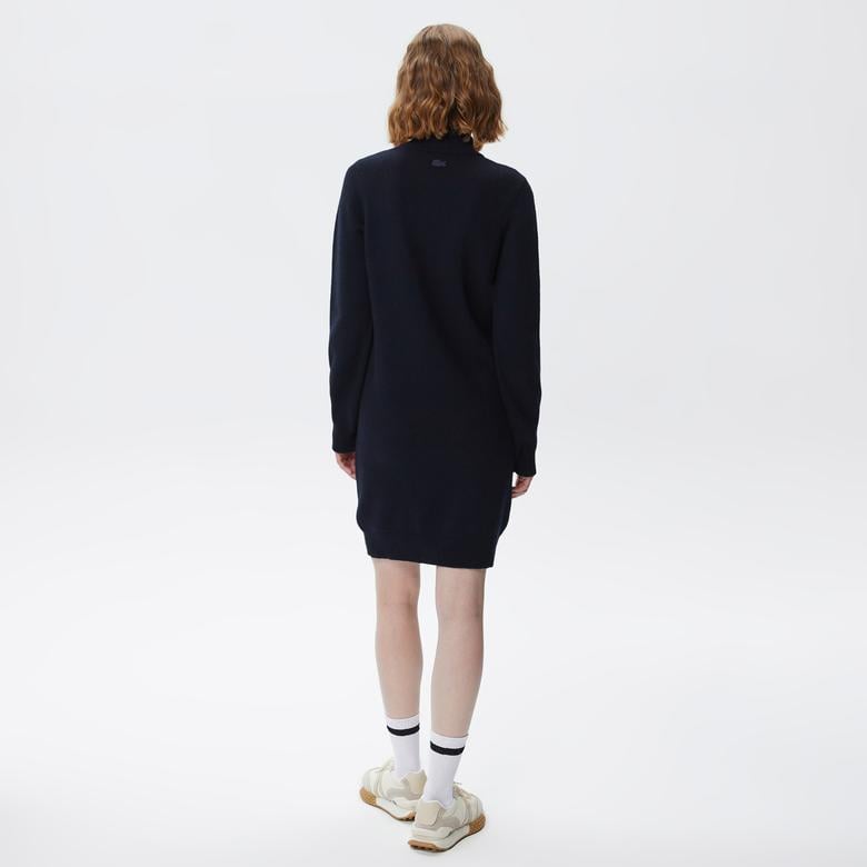 Kadın Baskılı Uzun Kollu Lacivert Elbise