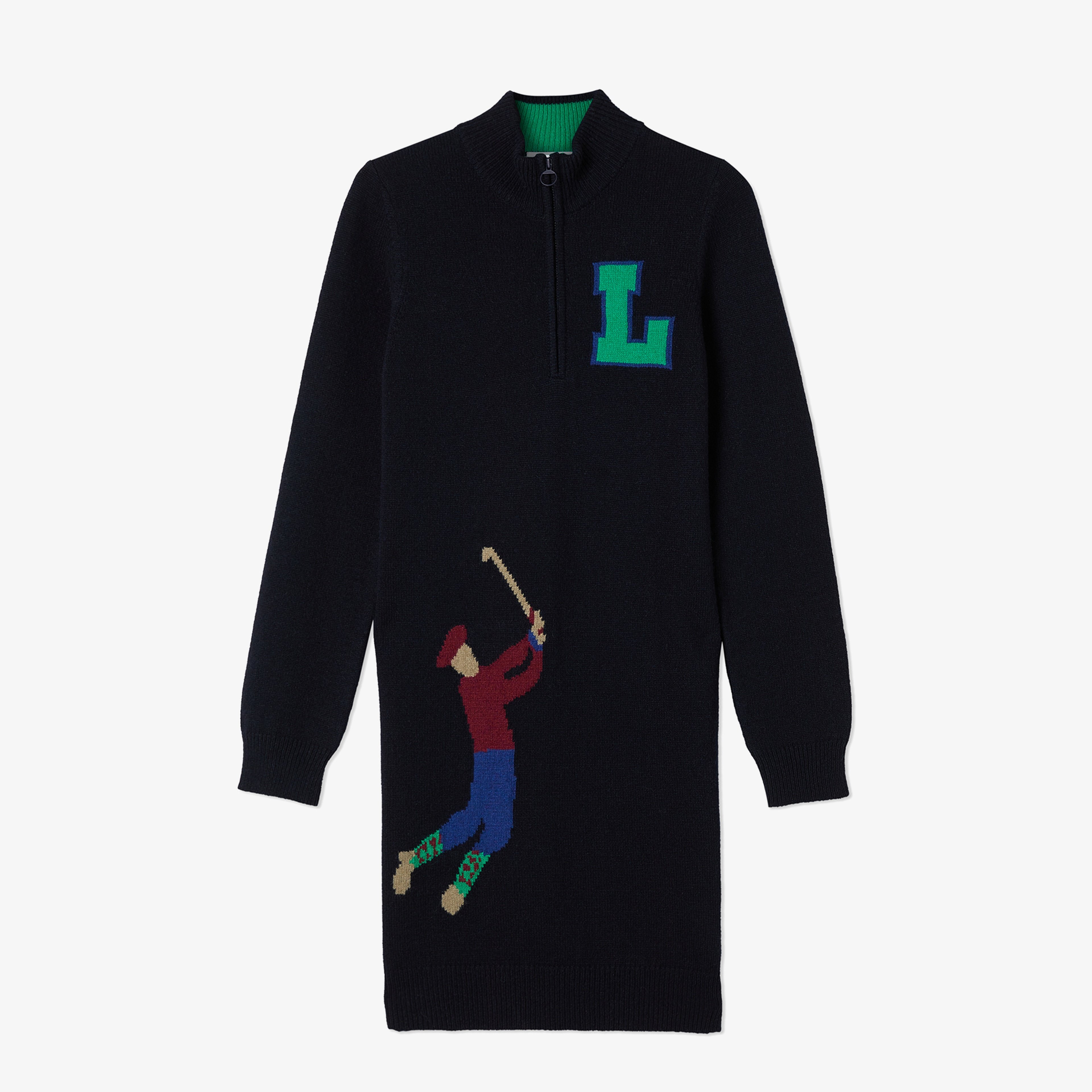 Kadın Baskılı Uzun Kollu Lacivert Elbise