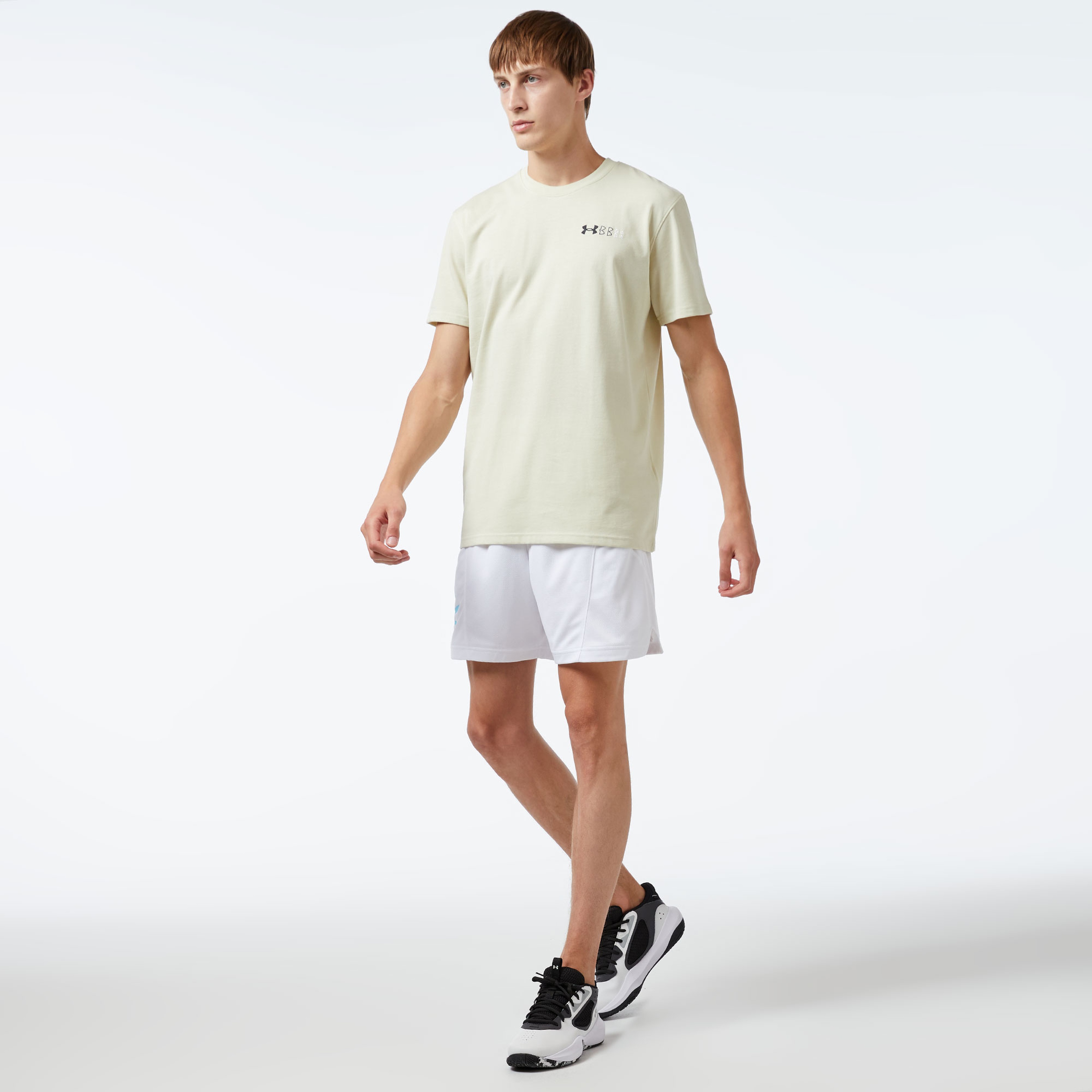 Under Armour Hw Lc Logo Repeat Ss Erkek Bej T-Shirt