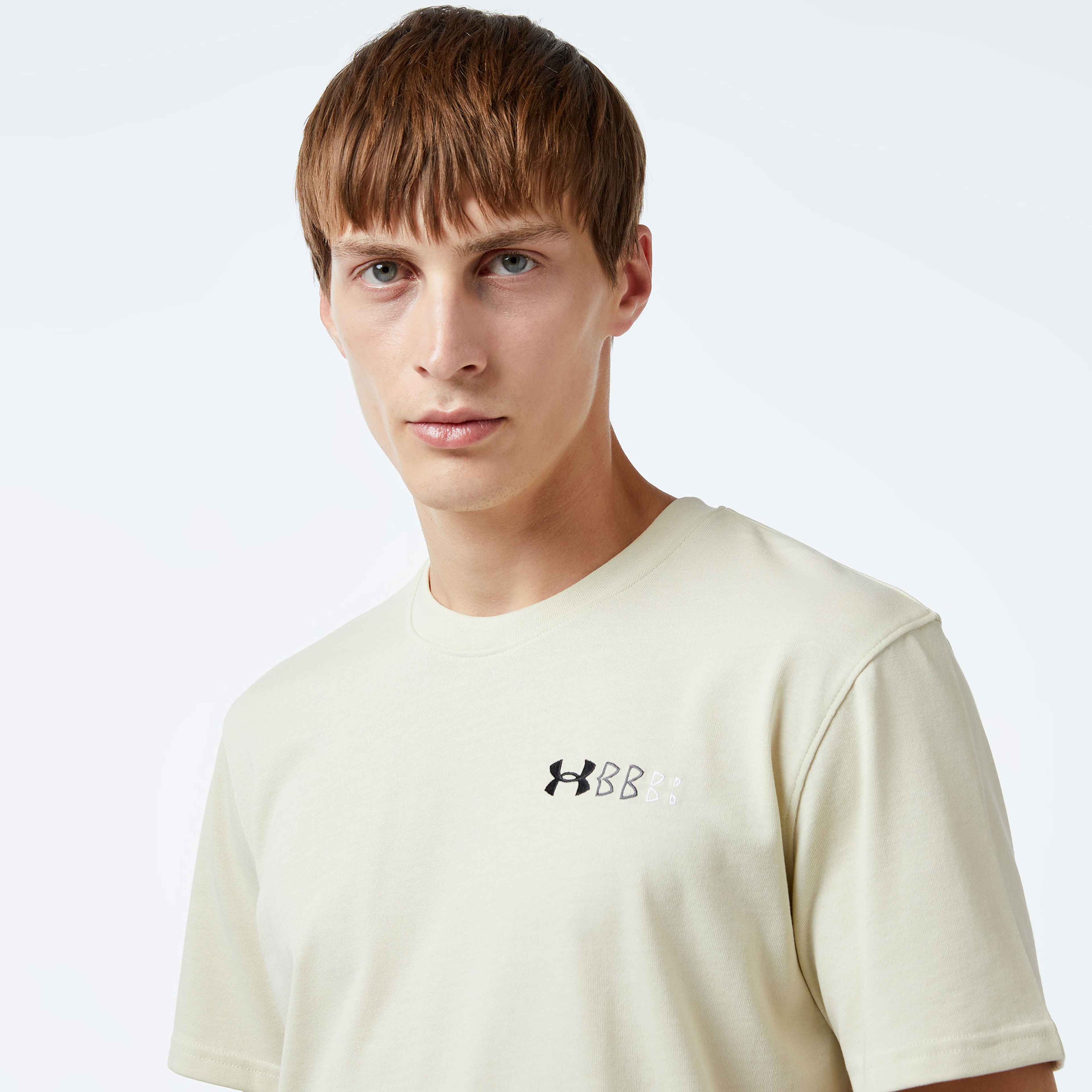 Under Armour Hw Lc Logo Repeat Ss Erkek Bej T-Shirt