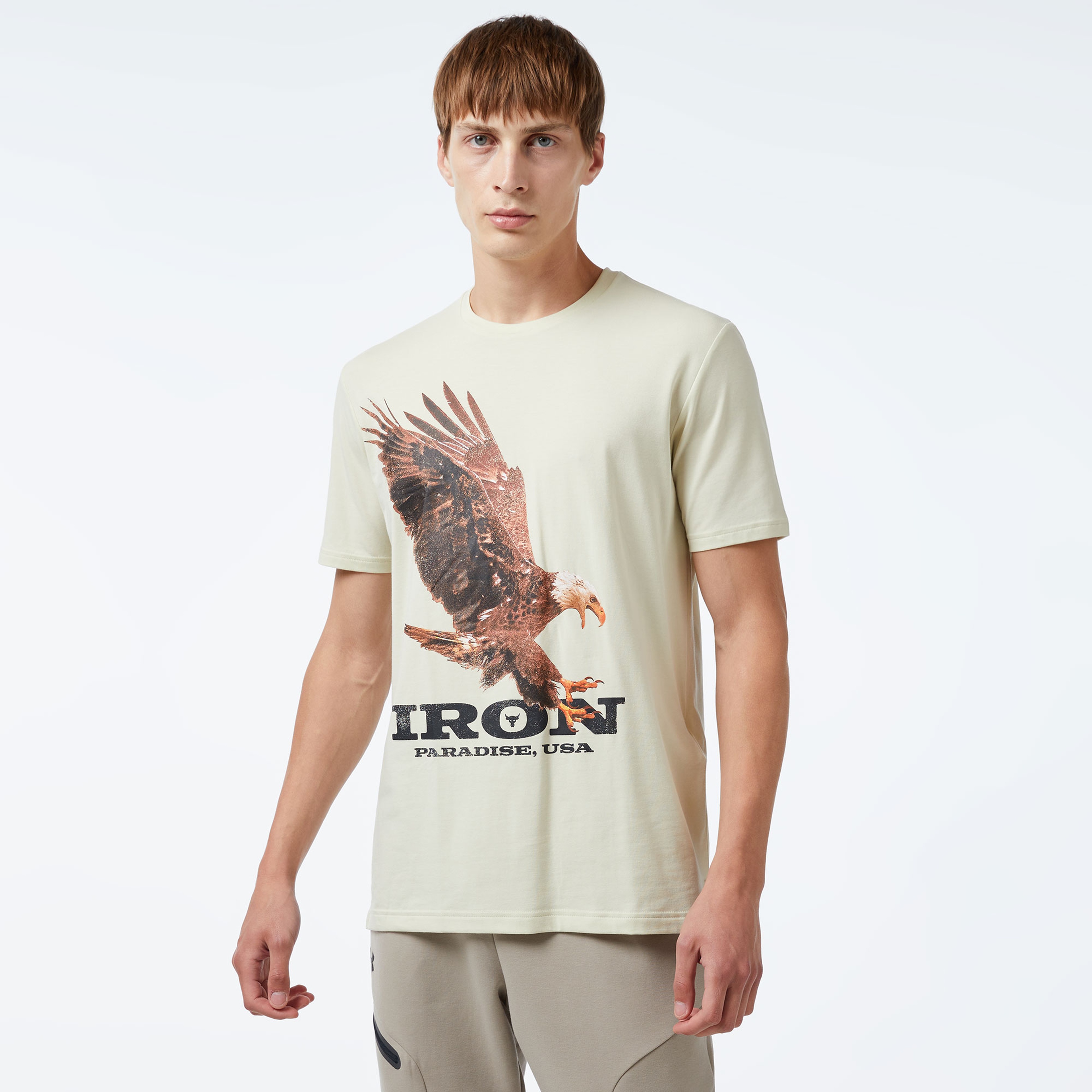 Under Armour Pjt Rck Eagle Graphic Ss Erkek Bej T-Shirt