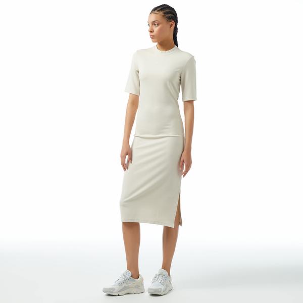 Nike Sportswear Chill Knit Kadın Krem Elbise
