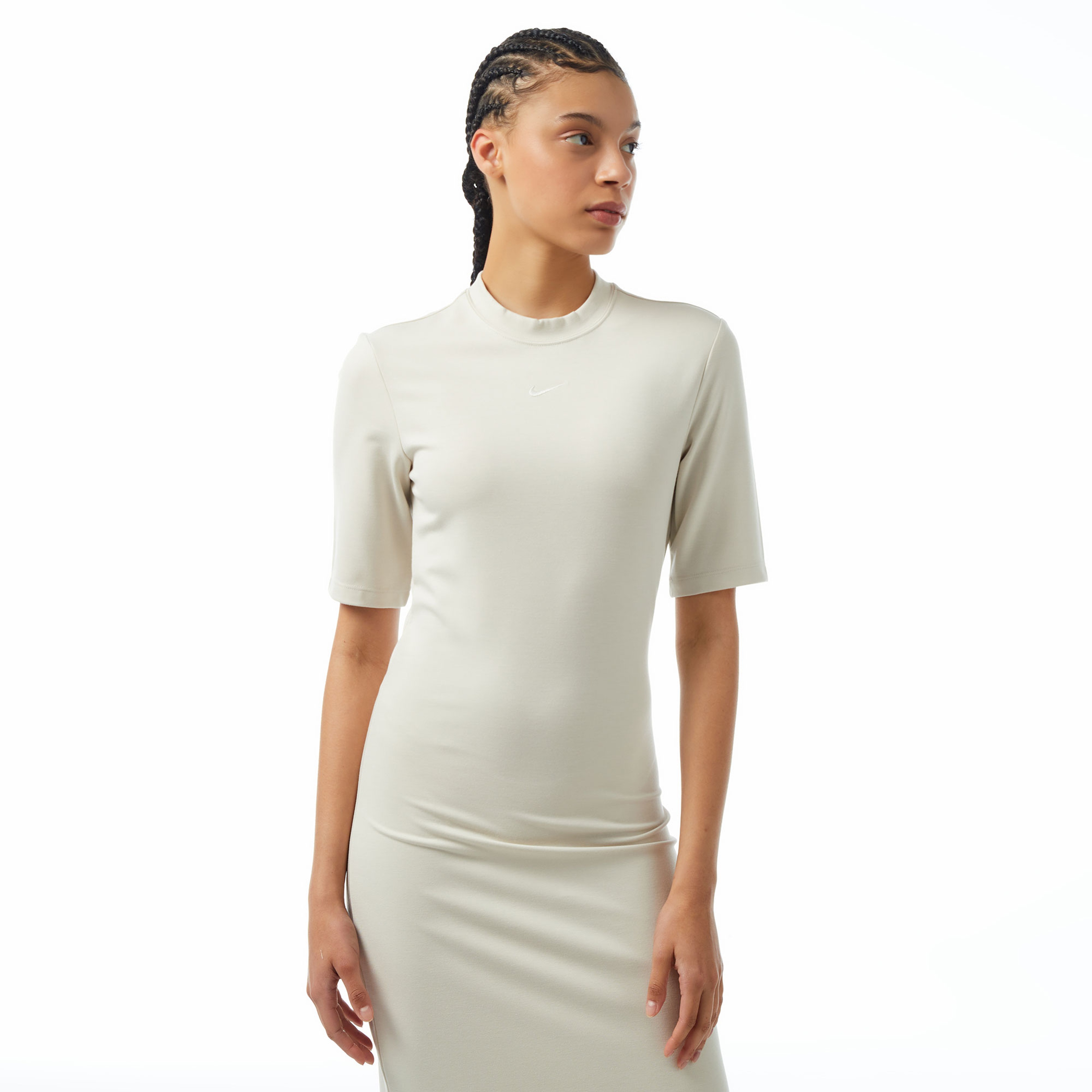 Nike Sportswear Chill Knit Kadın Krem Elbise