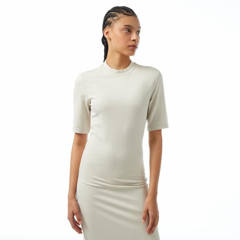 Nike Sportswear Chill Knit Kadın Krem Elbise
