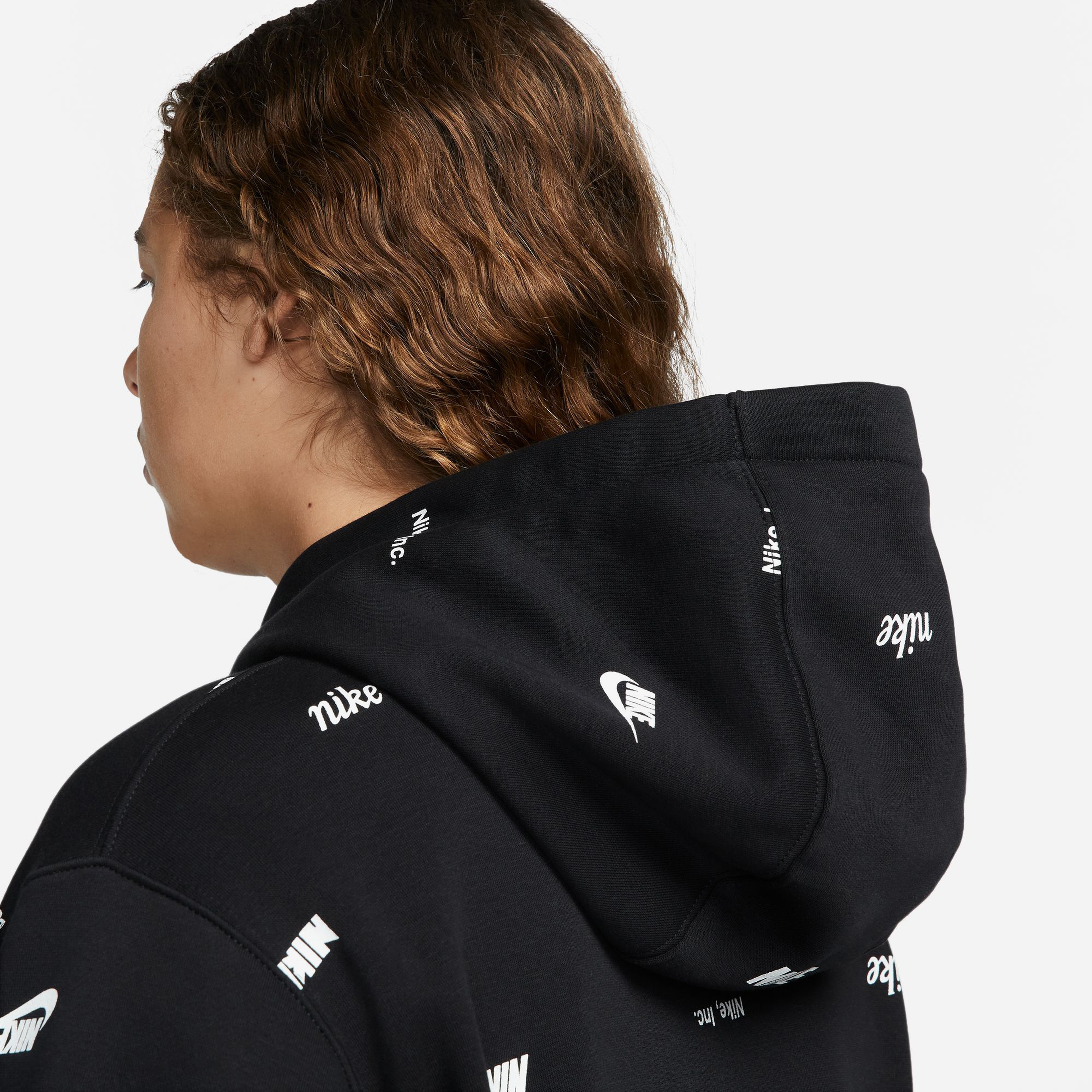 Nike Club+ Bb Pullover Aop Erkek Siyah Hoodie
