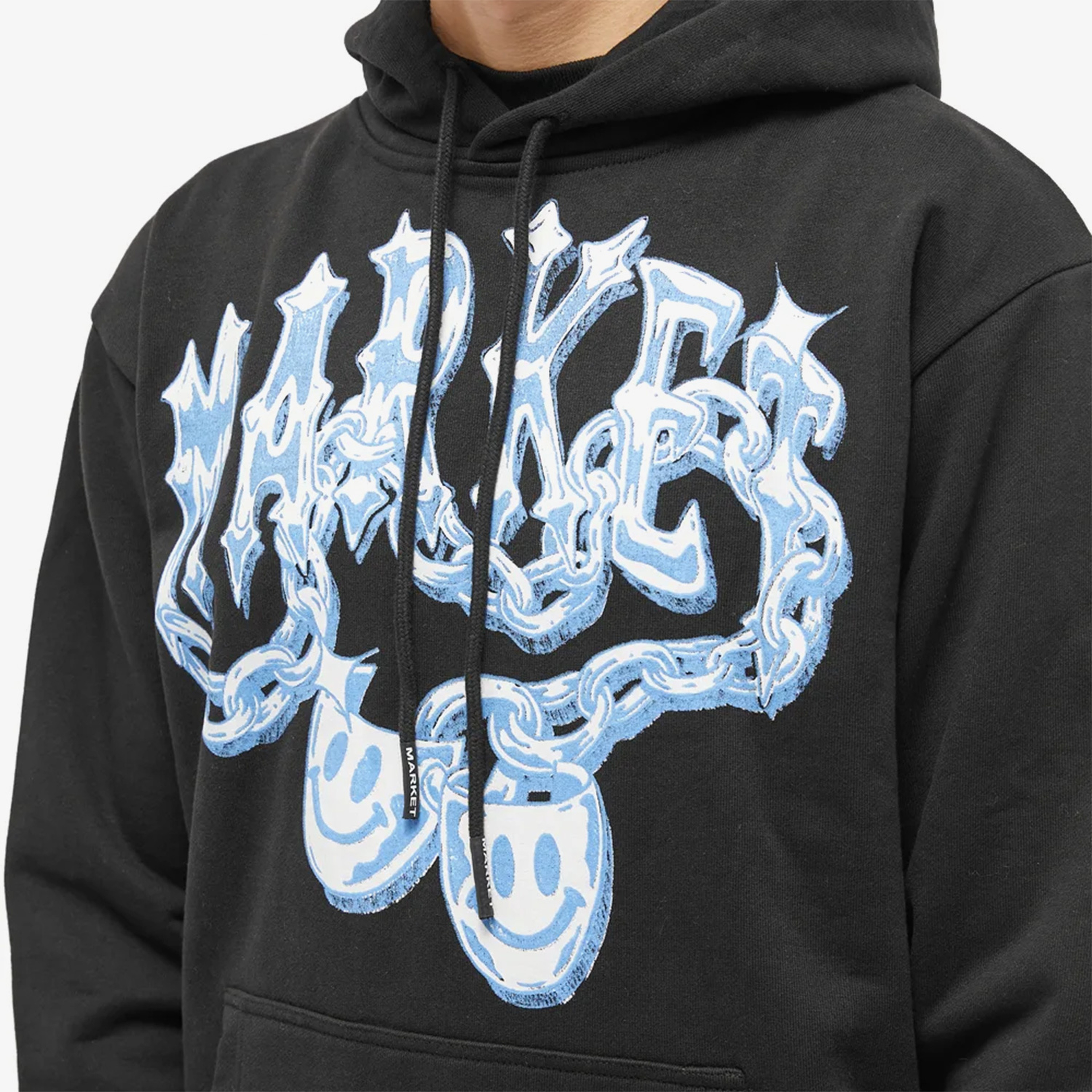 Market Smiley Market Chain Erkek Siyah Hoodie