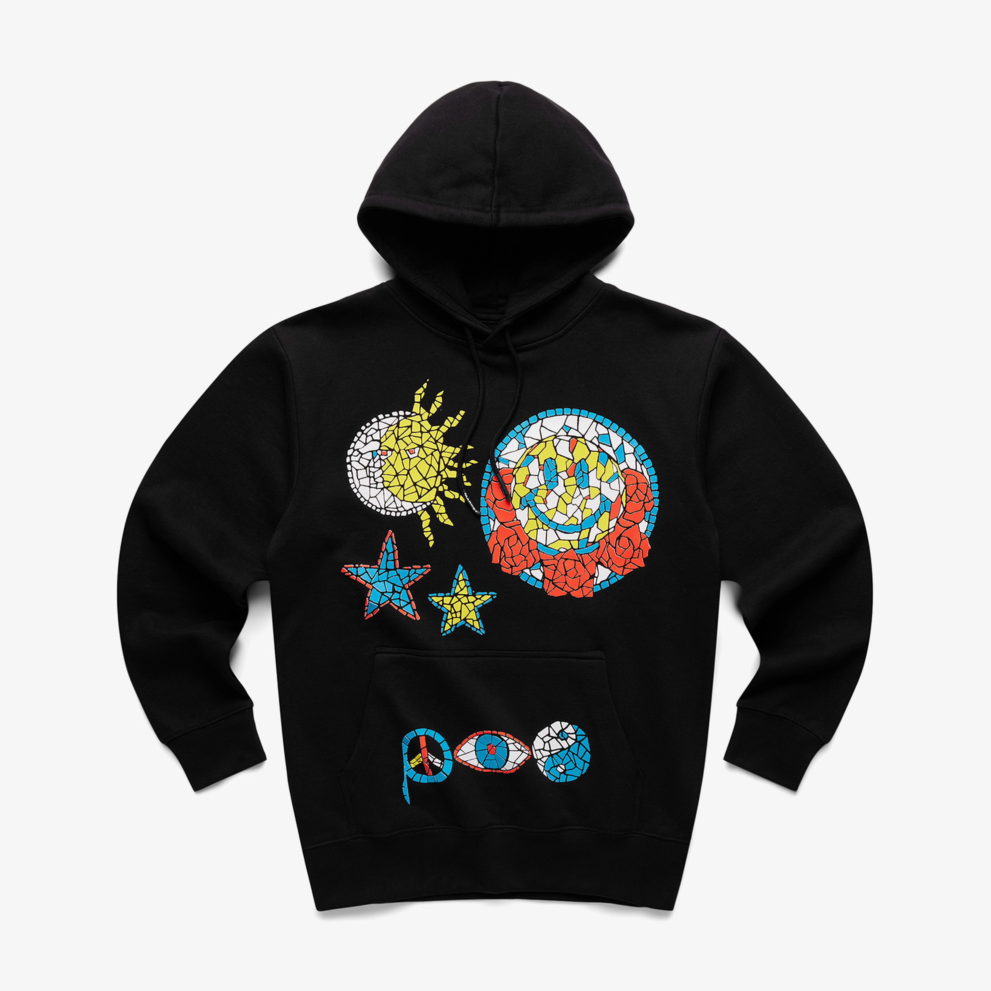 Market Smiley Mosaic Erkek Siyah Hoodie