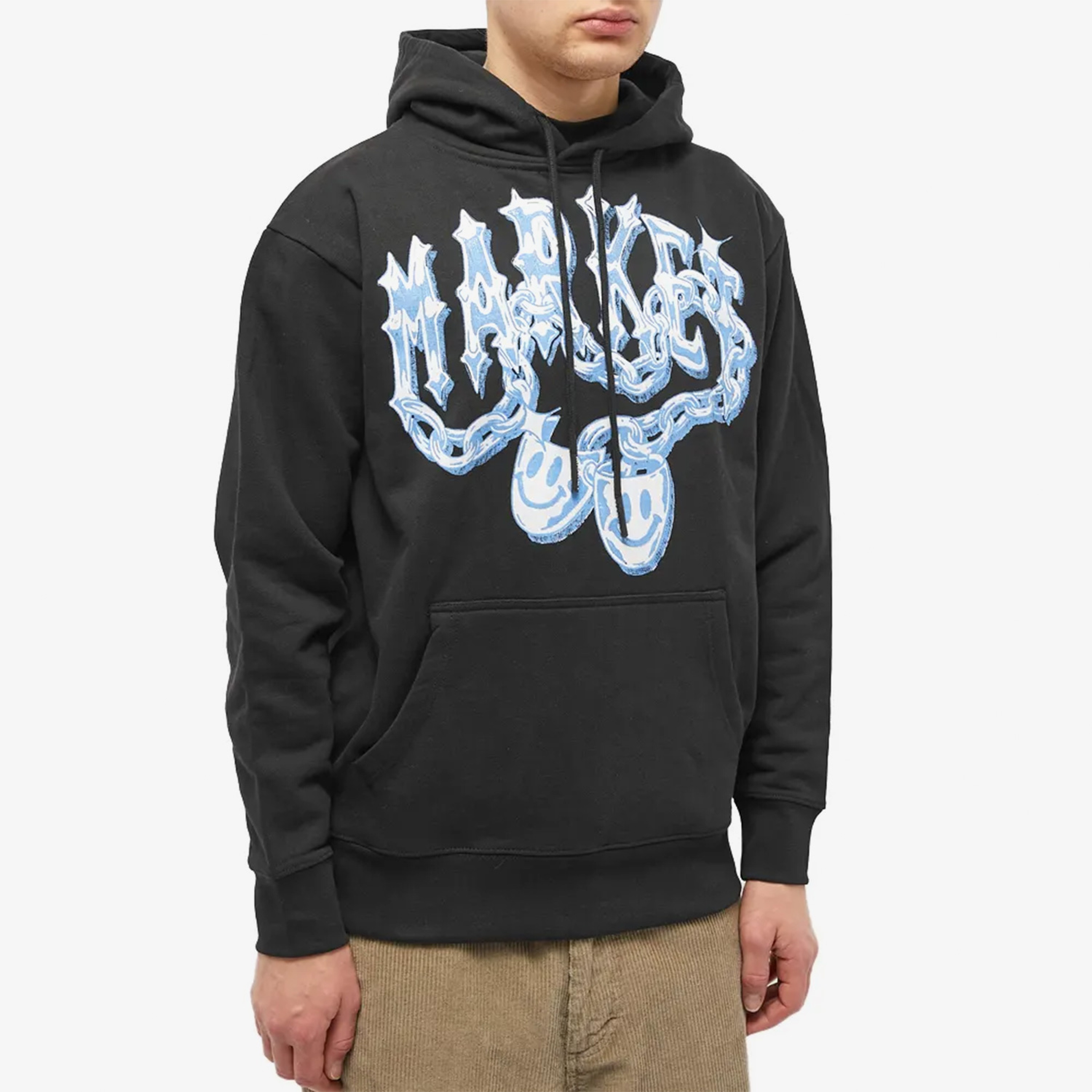Market Smiley Market Chain Erkek Siyah Hoodie