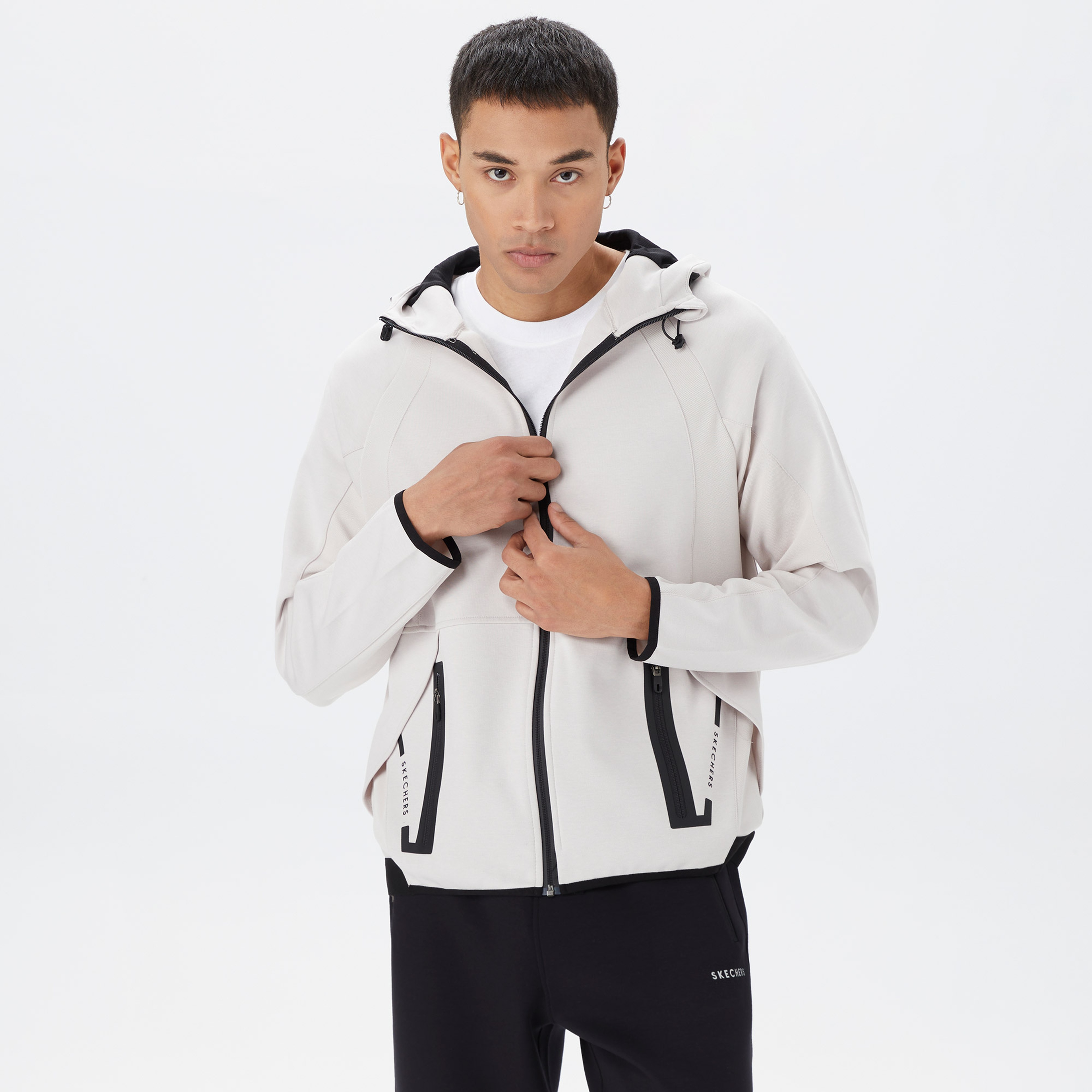 Skechers 2XI-Lock Full Zip Erkek Gri Eşofman Üstü