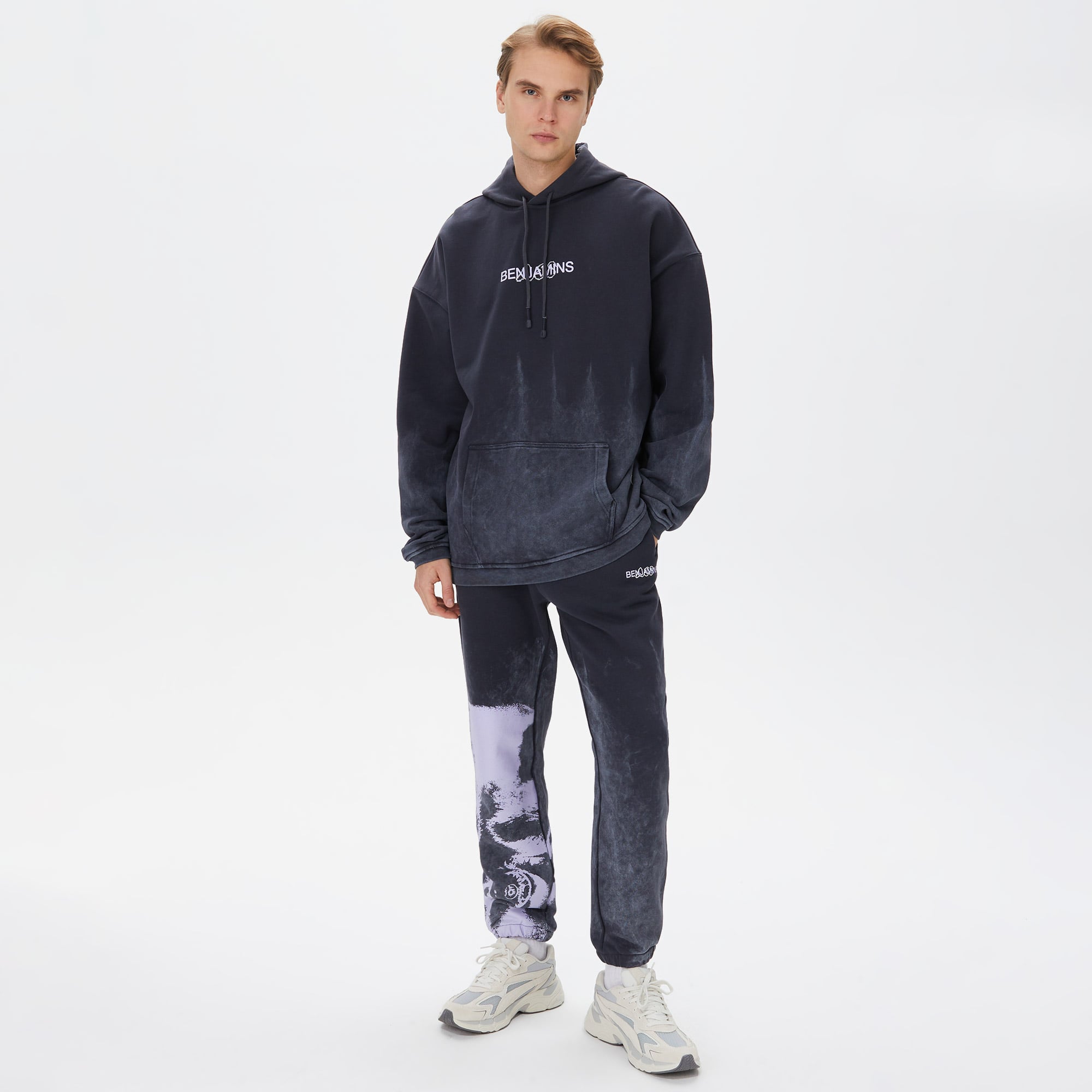 Les Benjamins 001 Unisex Lacivert Oversized Hoodie Sweatshirt
