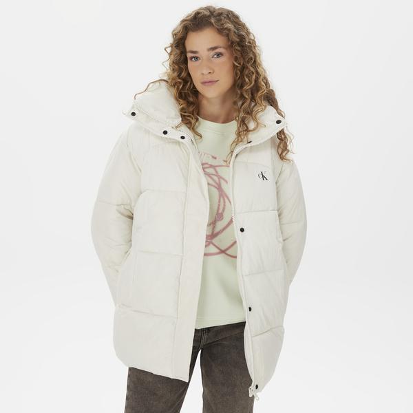 Calvin Klein Jeans ed Long Puffer Kadın Beyaz Mont