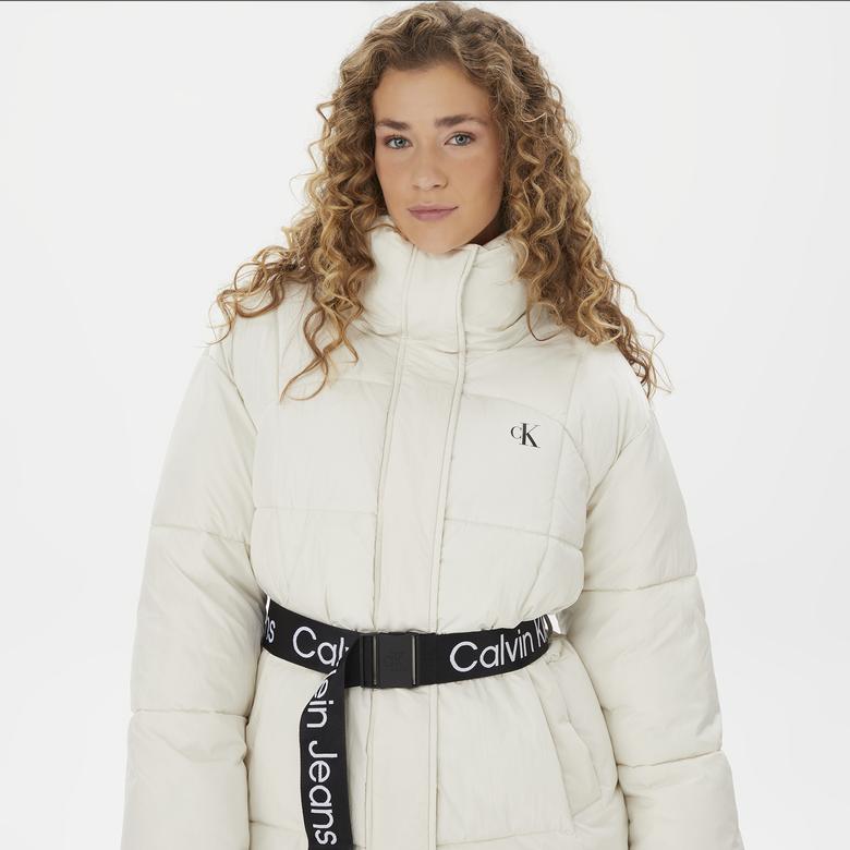 Calvin Klein Jeans ed Long Puffer Kadın Beyaz Mont