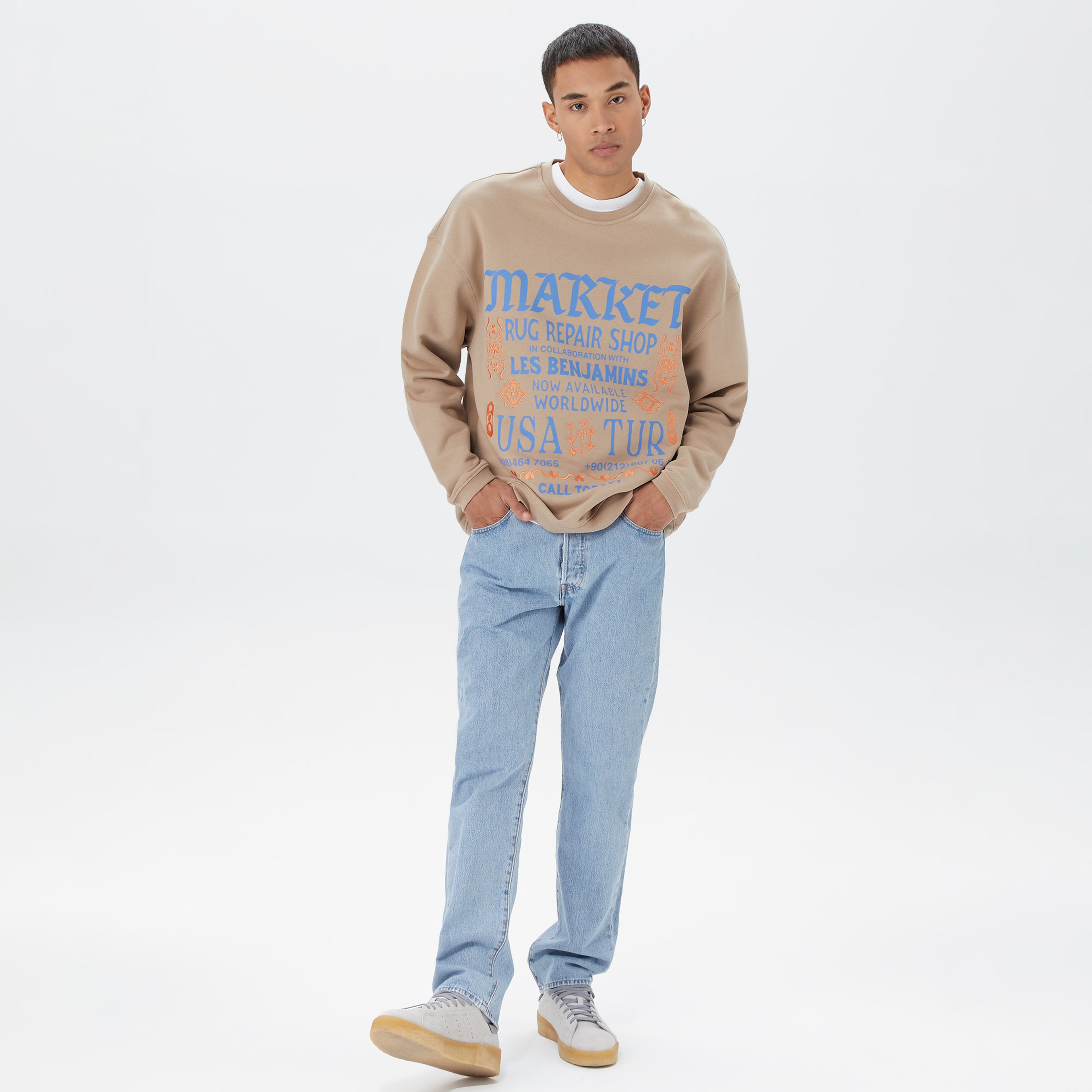 Les Benjamins Market Unisex Kahverengi Sweatshirt