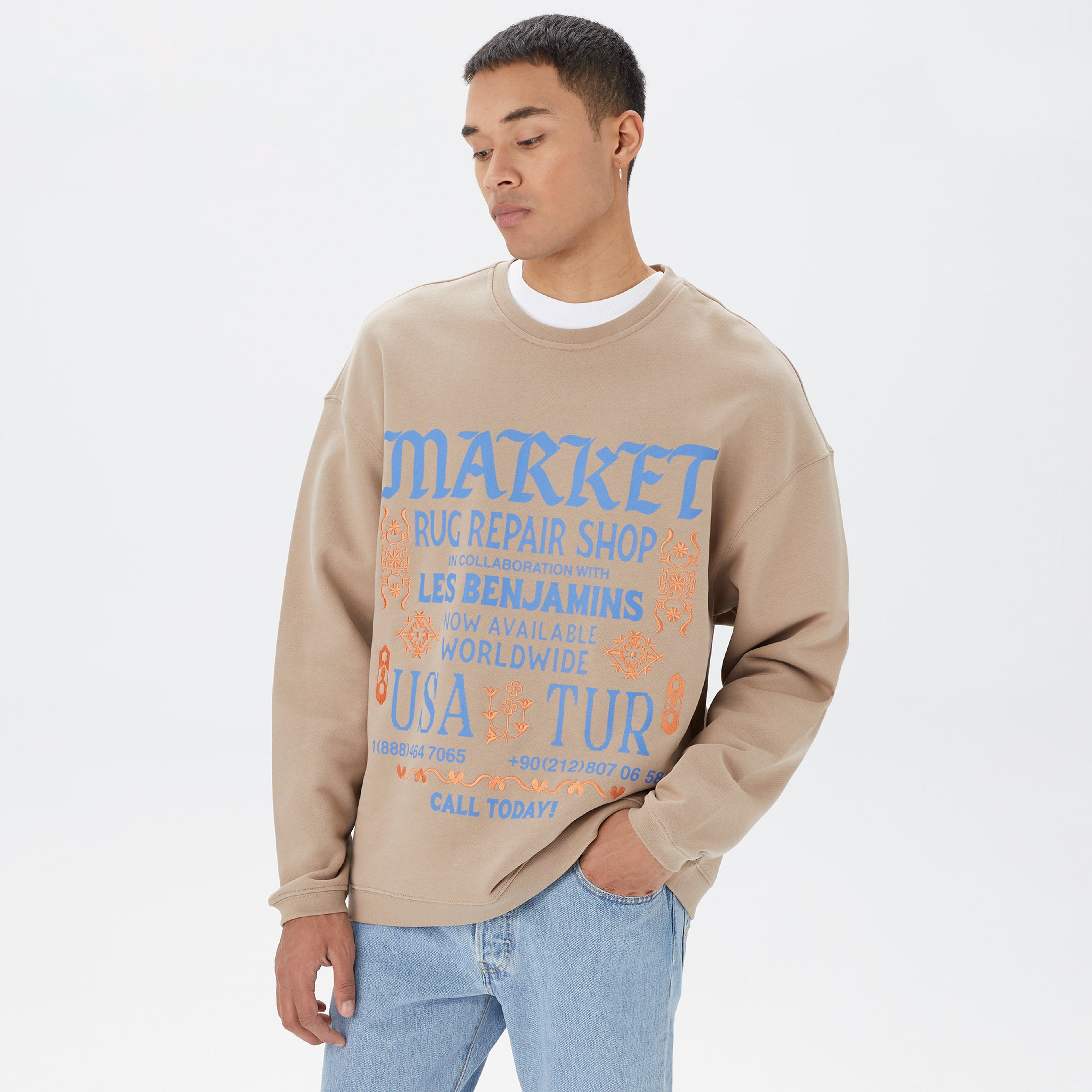 Les Benjamins Market Unisex Kahverengi Sweatshirt