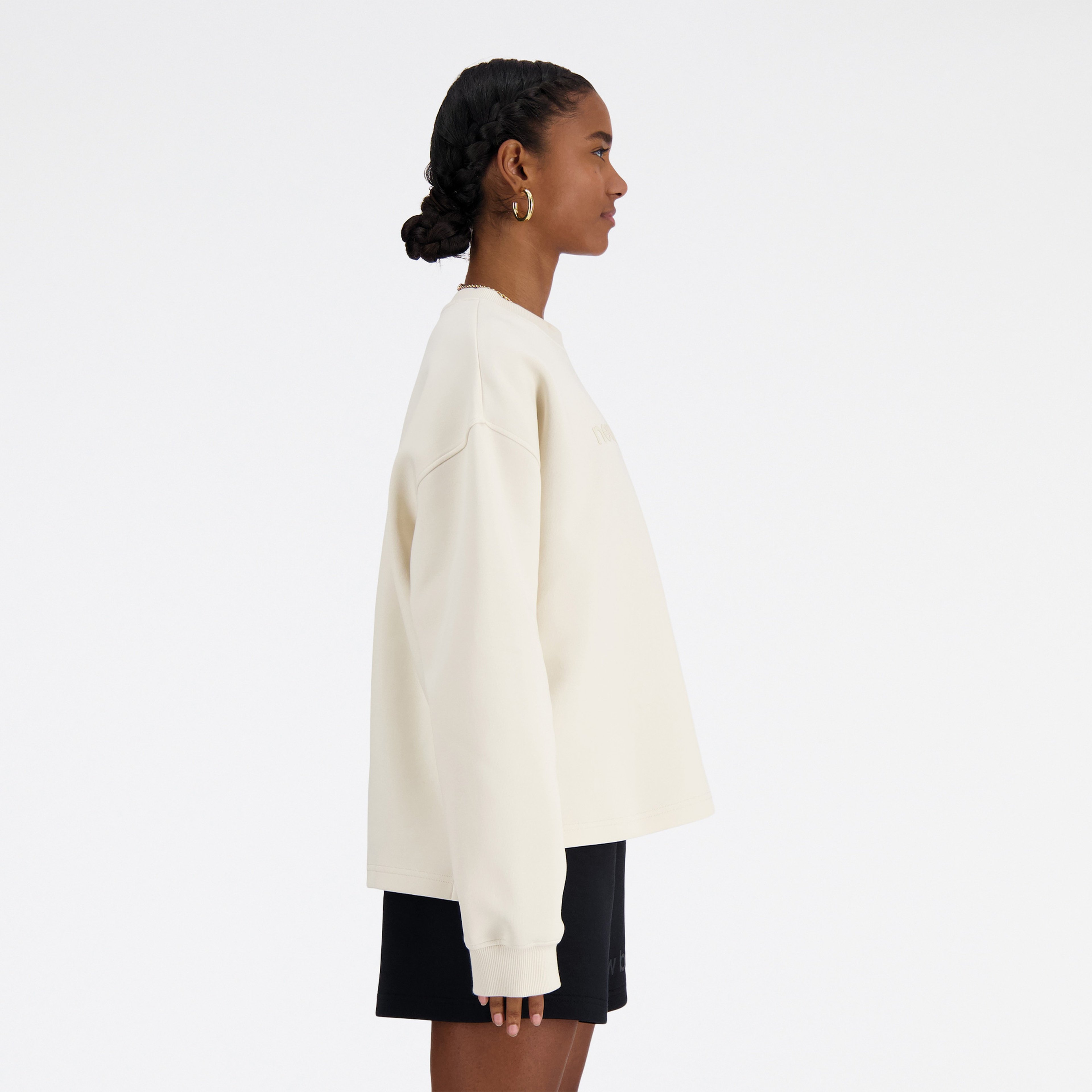 New Balance Hyper Density Triple Knit Crew Kadın Krem Hoodie