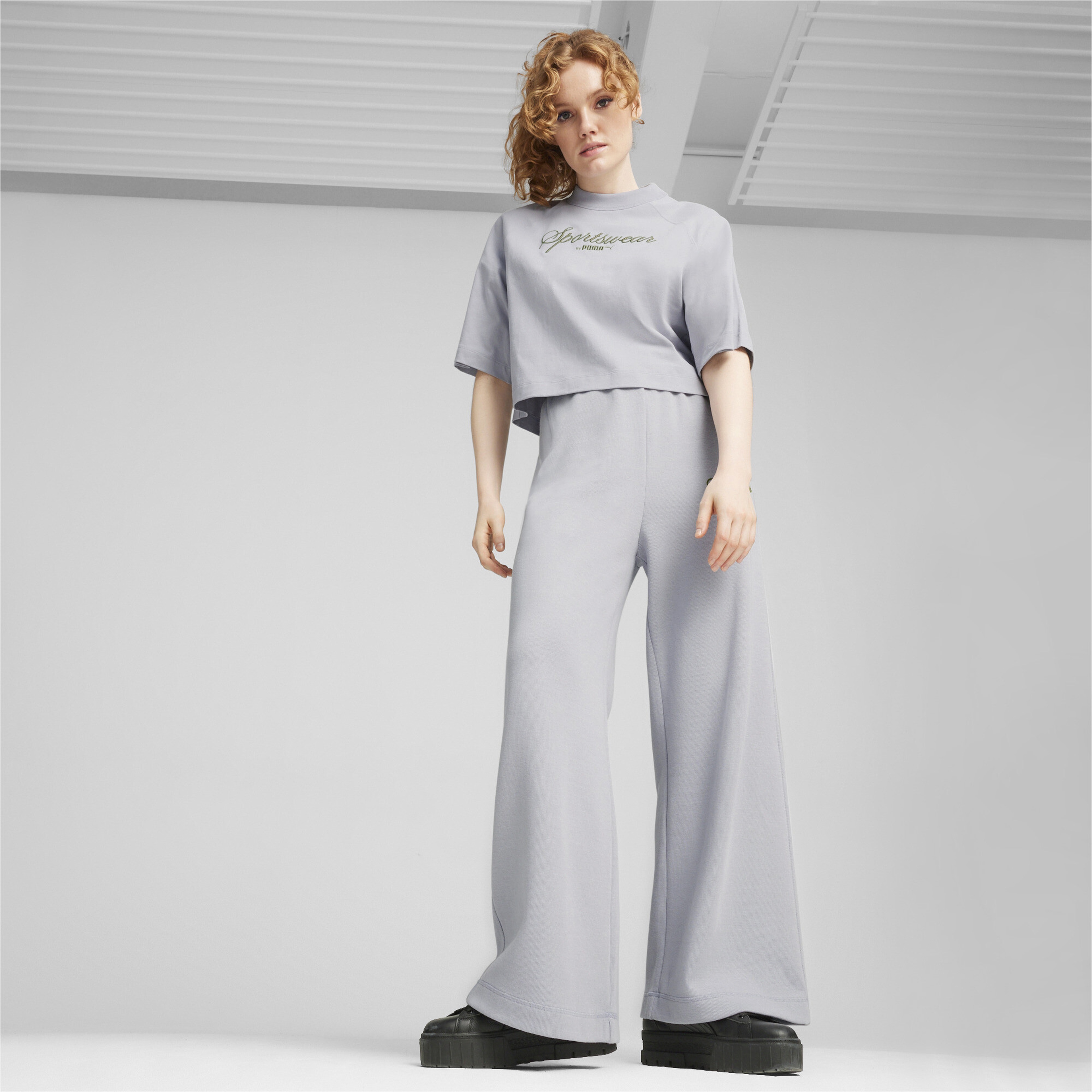 Puma Classics+ Oversized Kadın Gri T-Shirt