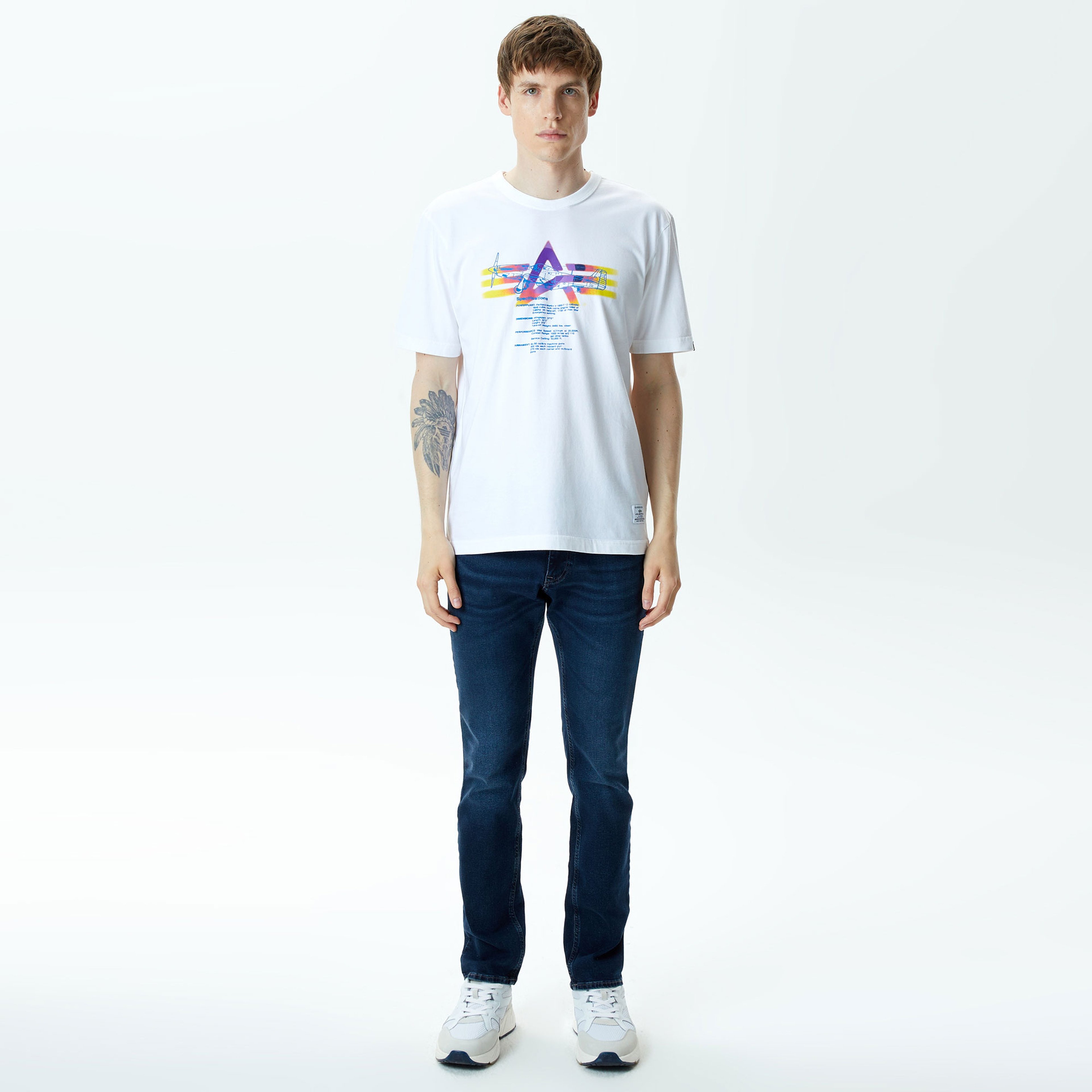 Alpha Industries Alpha Gradient Unisex Beyaz T-Shirt