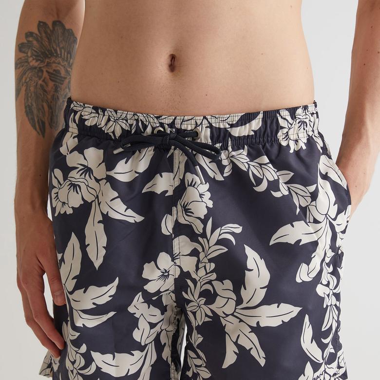 GANT Erkek Lacivert Regular Fit Desenli Mayo Şort