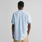 Gant Erkek Mavi Regular Fit Düğmeli Yaka Keten Gömlek