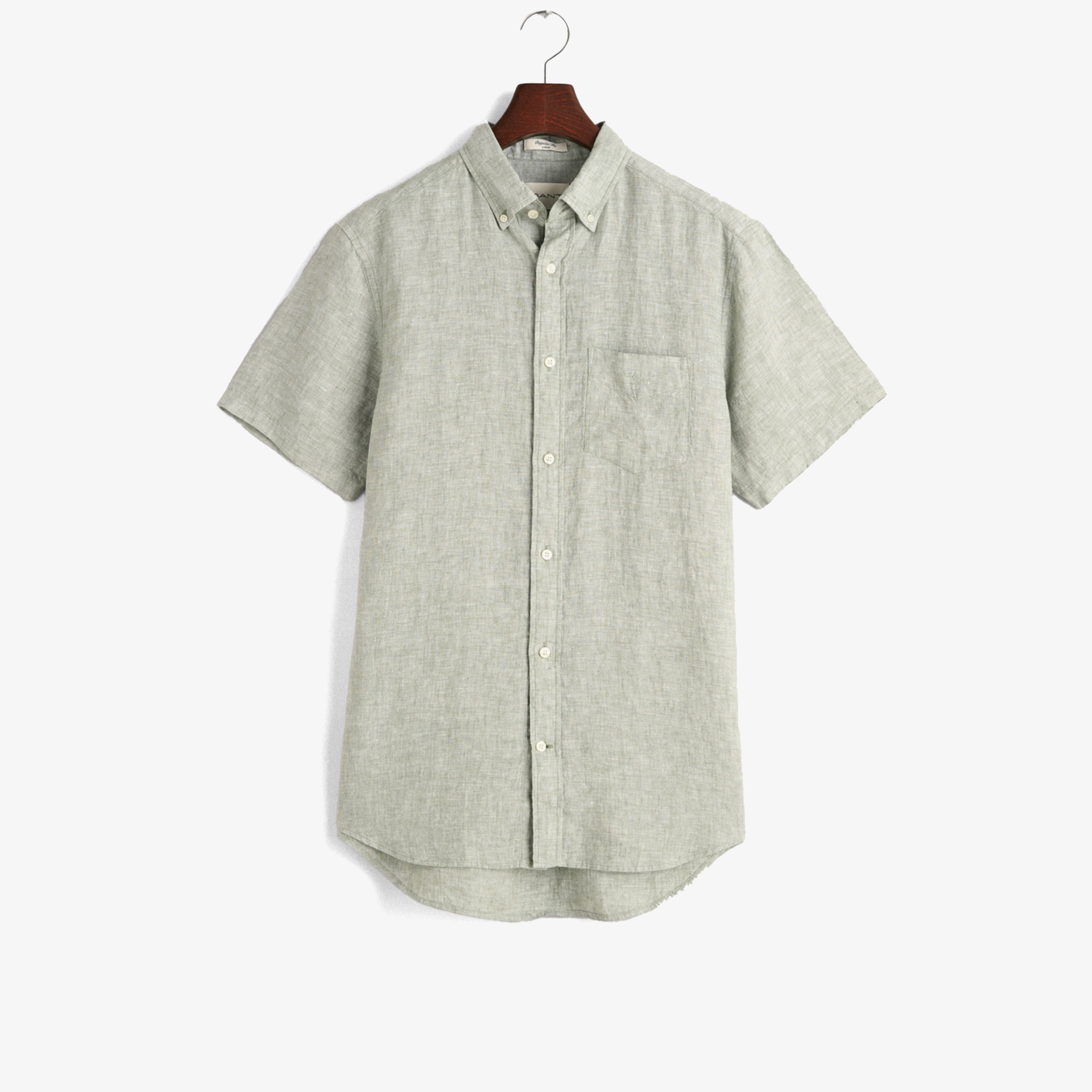 GANT Erkek Yeşil Regular Fit Düğmeli Yaka Keten Gömlek