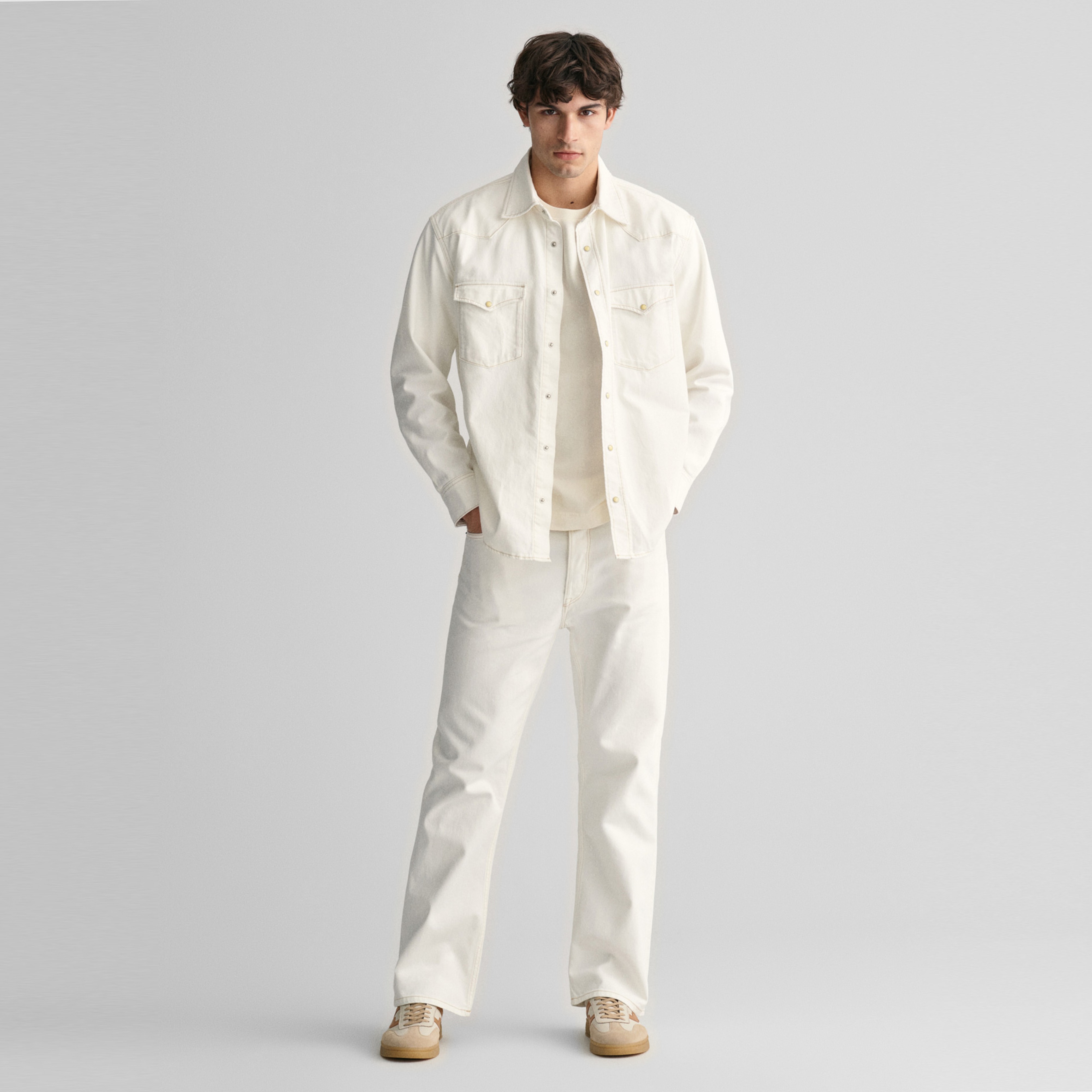 GANT Erkek Bej Relaxed Fit Klasik Yaka Gömlek