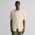 GANT Erkek Bej Regular Fit Düğmeli Yaka Keten Gömlek