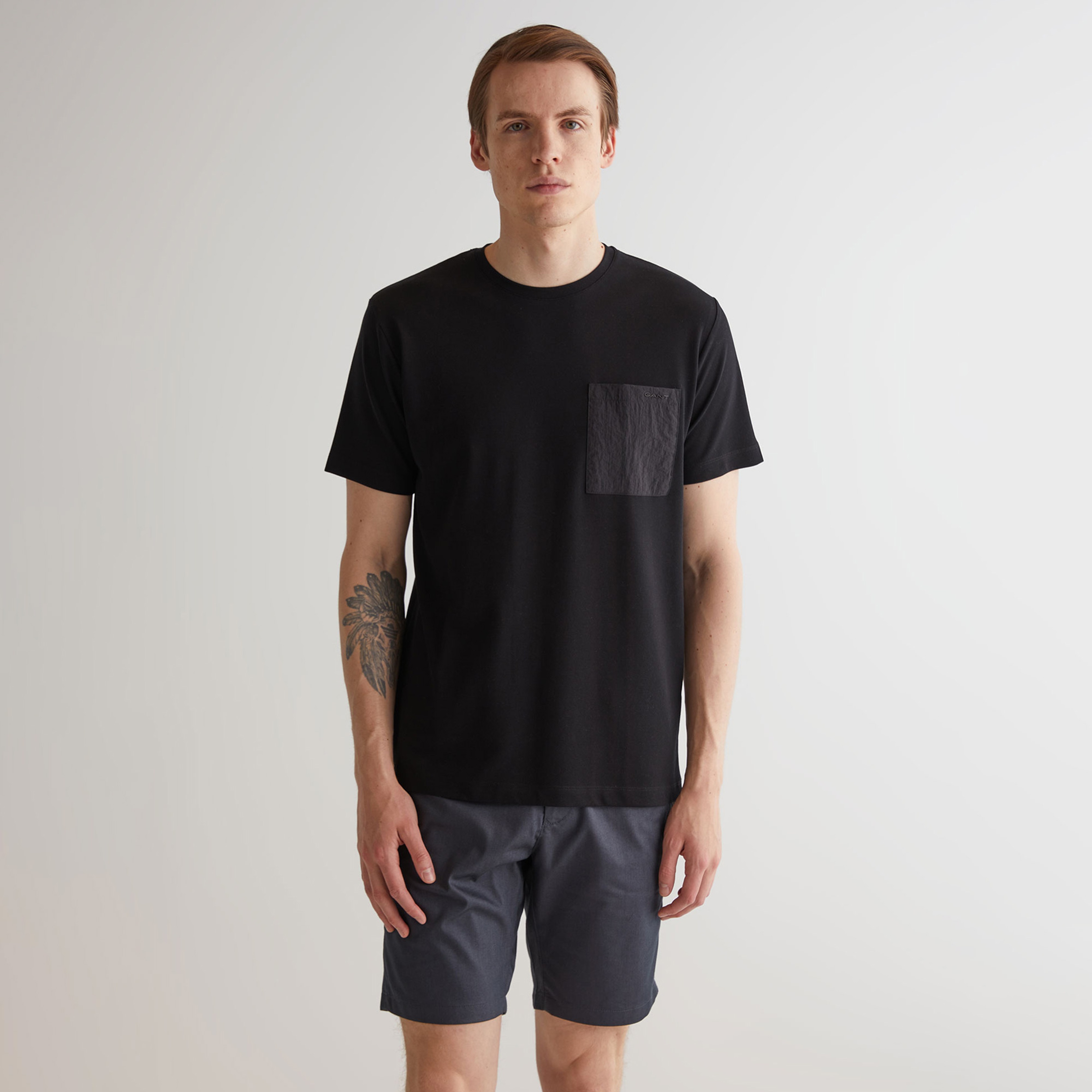 GANT Erkek Siyah Regular Fit Bisiklet Yaka T-shirt