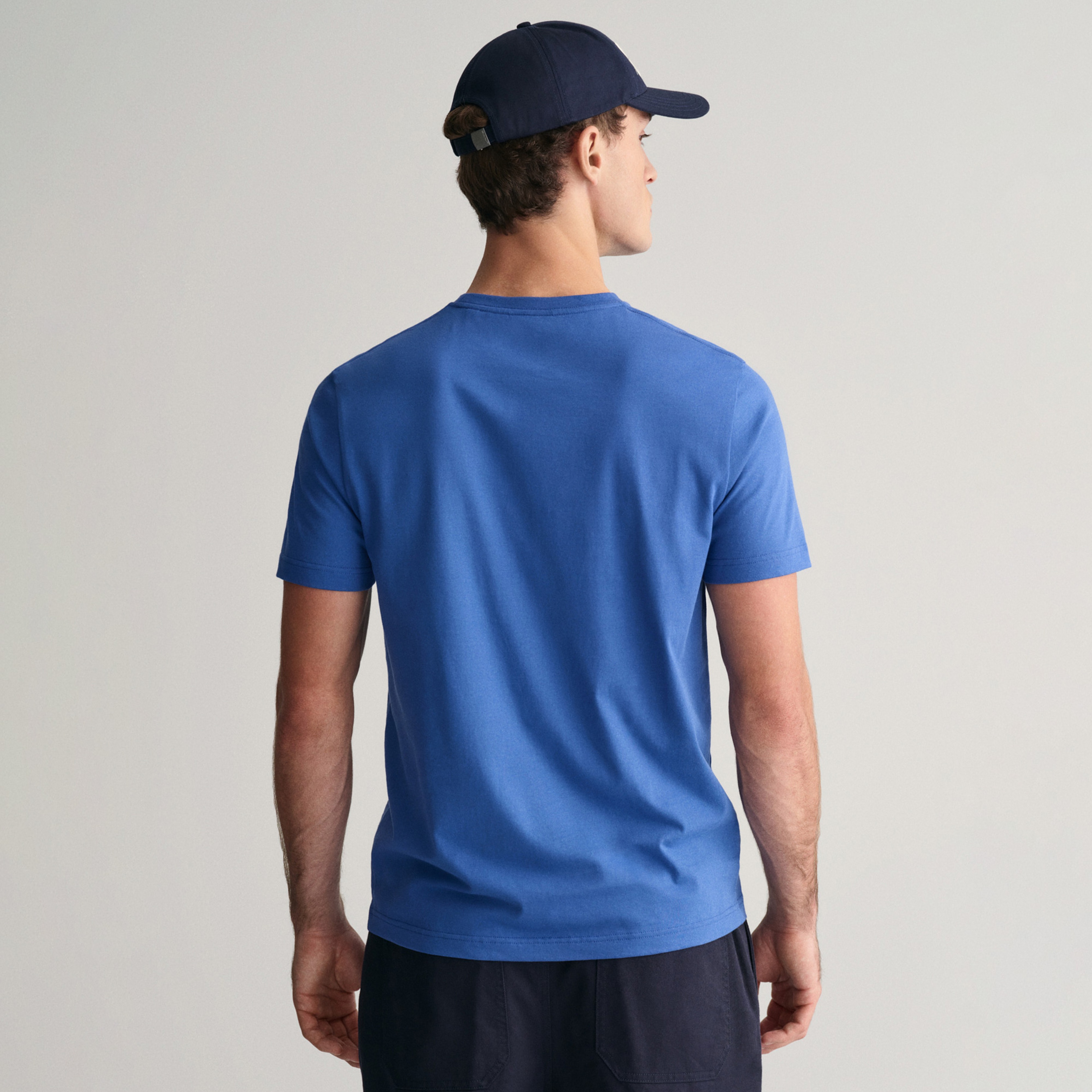 GANT Erkek Mavi Regular Fit Bisiklet Yaka T-Shirt
