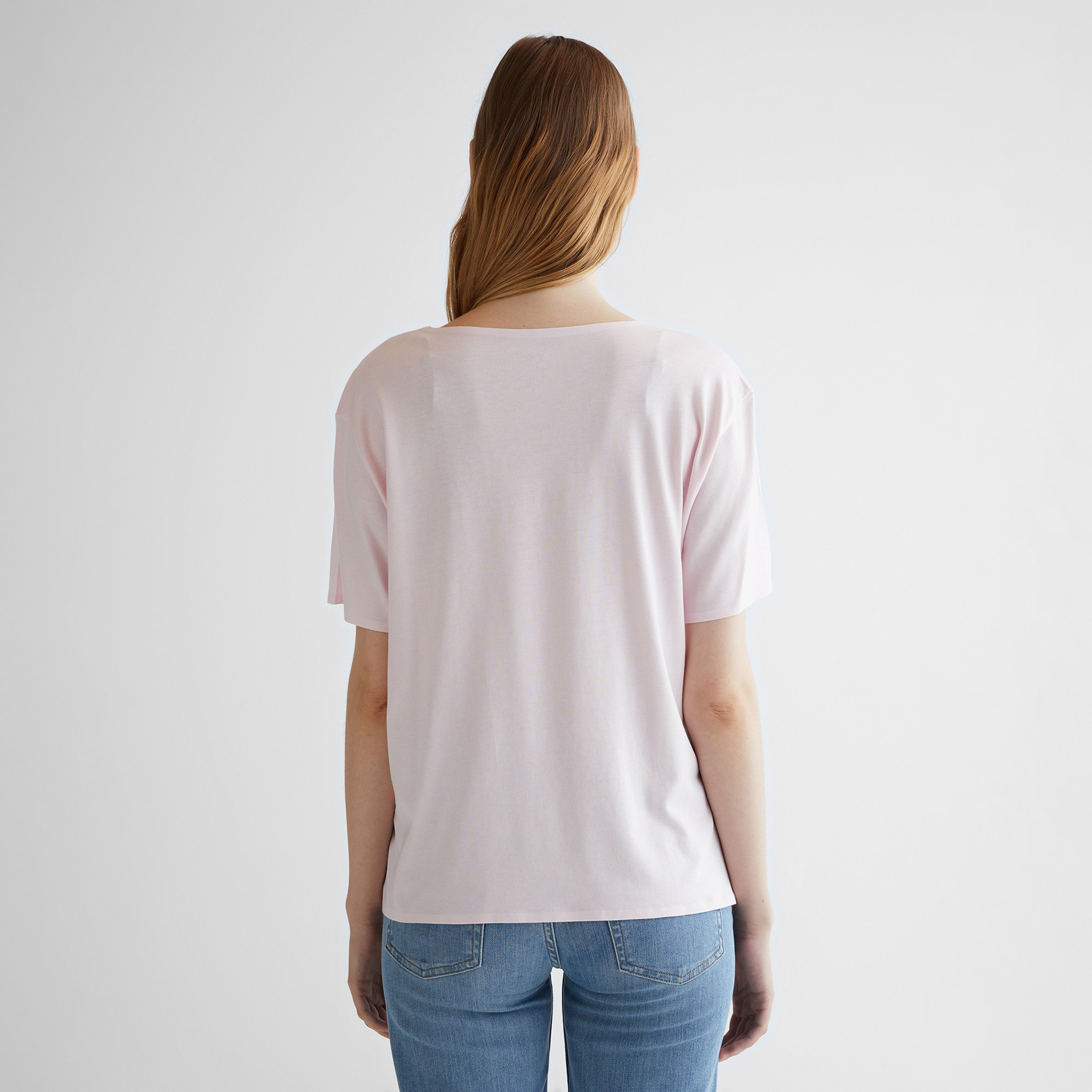GANT Kadın Pembe Oversize Fit Bisiklet Yaka Logolu T-shirt
