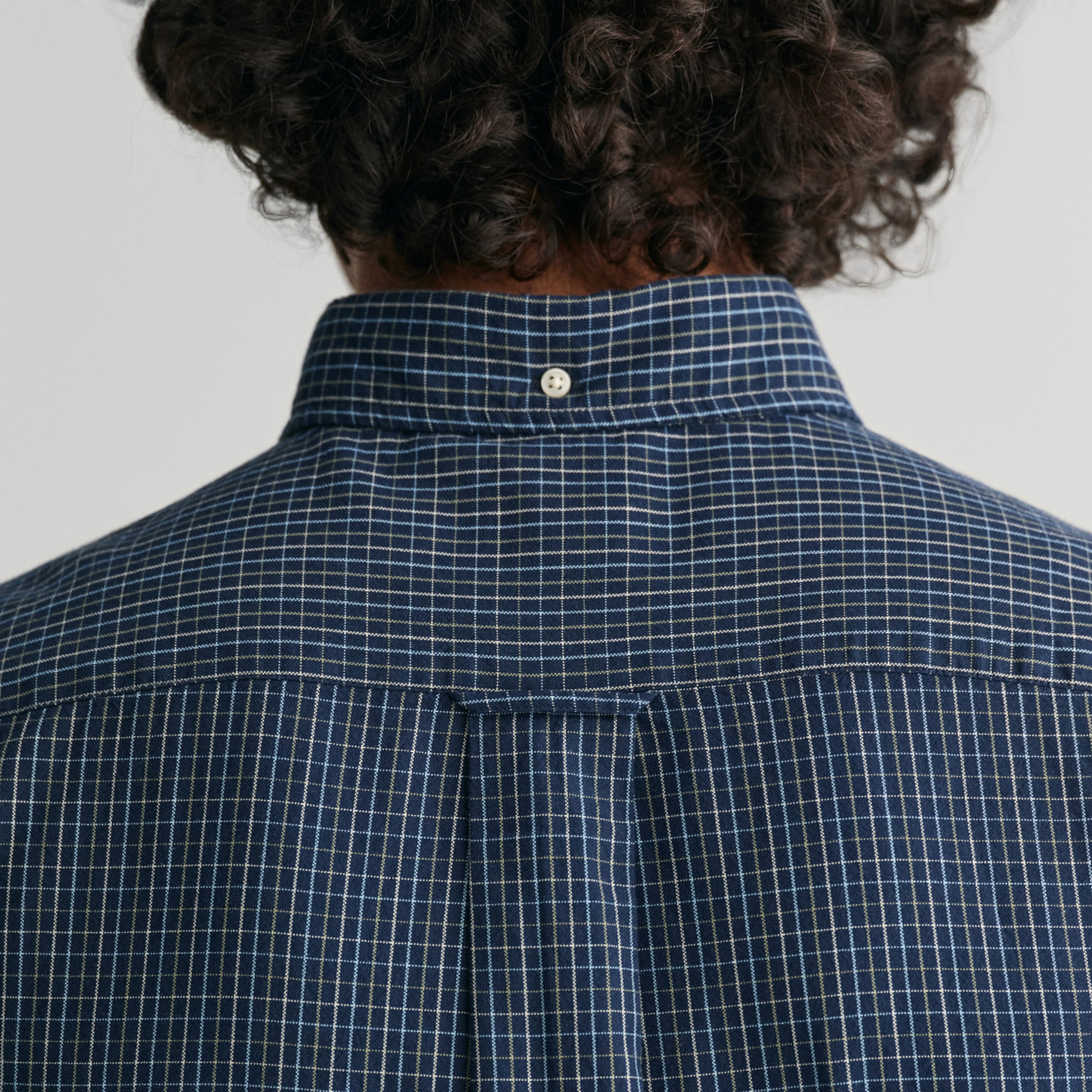 GANT Erkek Lacivert Regular Fit Düğmeli Yaka Kareli Oxford Gömlek