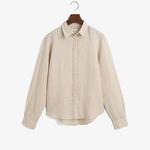GANT Kadın Bej Regular Fit Klasik Yaka Keten Gömlek