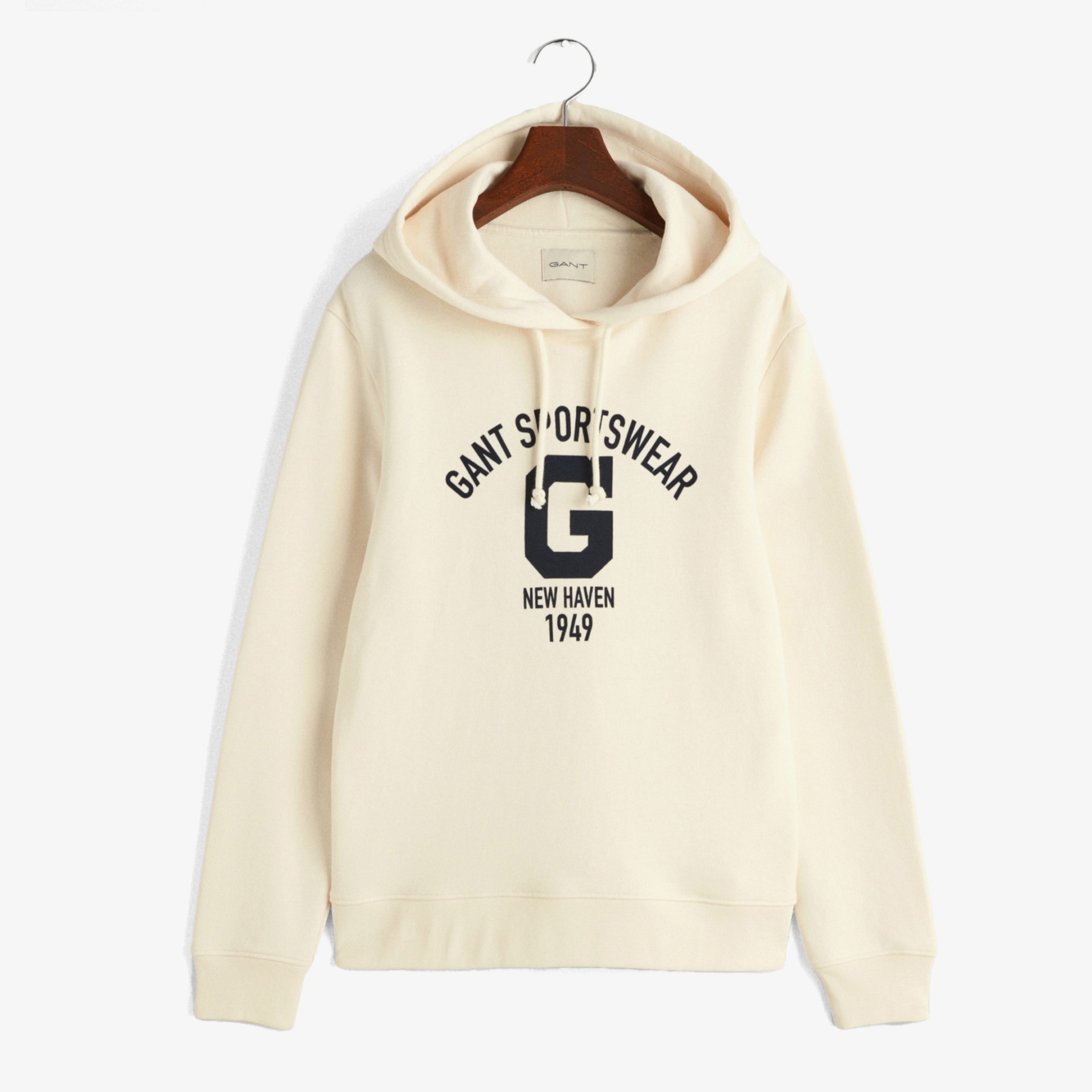 GANT Kadın Krem Relaxed Fit Kapüşonlu Logolu Sweatshirt