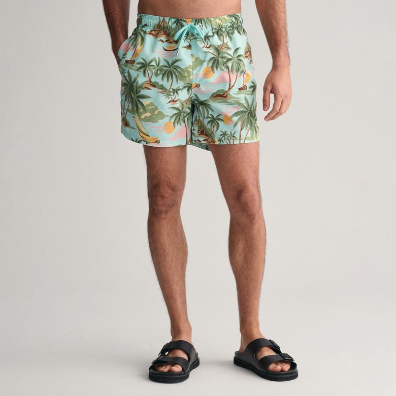 GANT Erkek Yeşil Regular Fit Desenli Mayo Şort