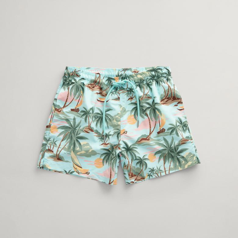 GANT Erkek Yeşil Regular Fit Desenli Mayo Şort