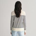 GANT Kadın Krem Regular Fit Bisiklet Yaka Çizgili Kazak