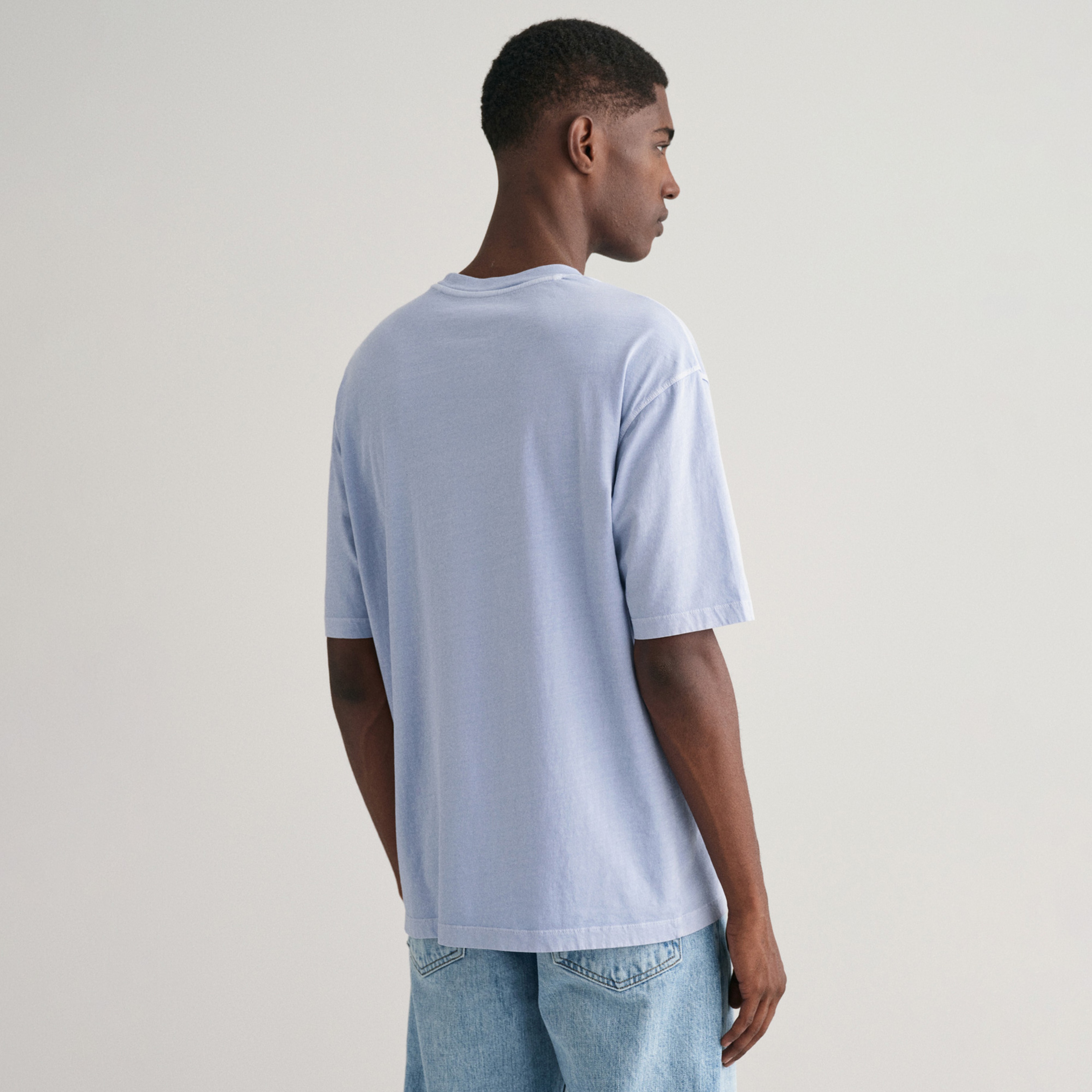 GANT Erkek Mavi Relaxed Fit Bisiklet Yaka Logolu T-shirt